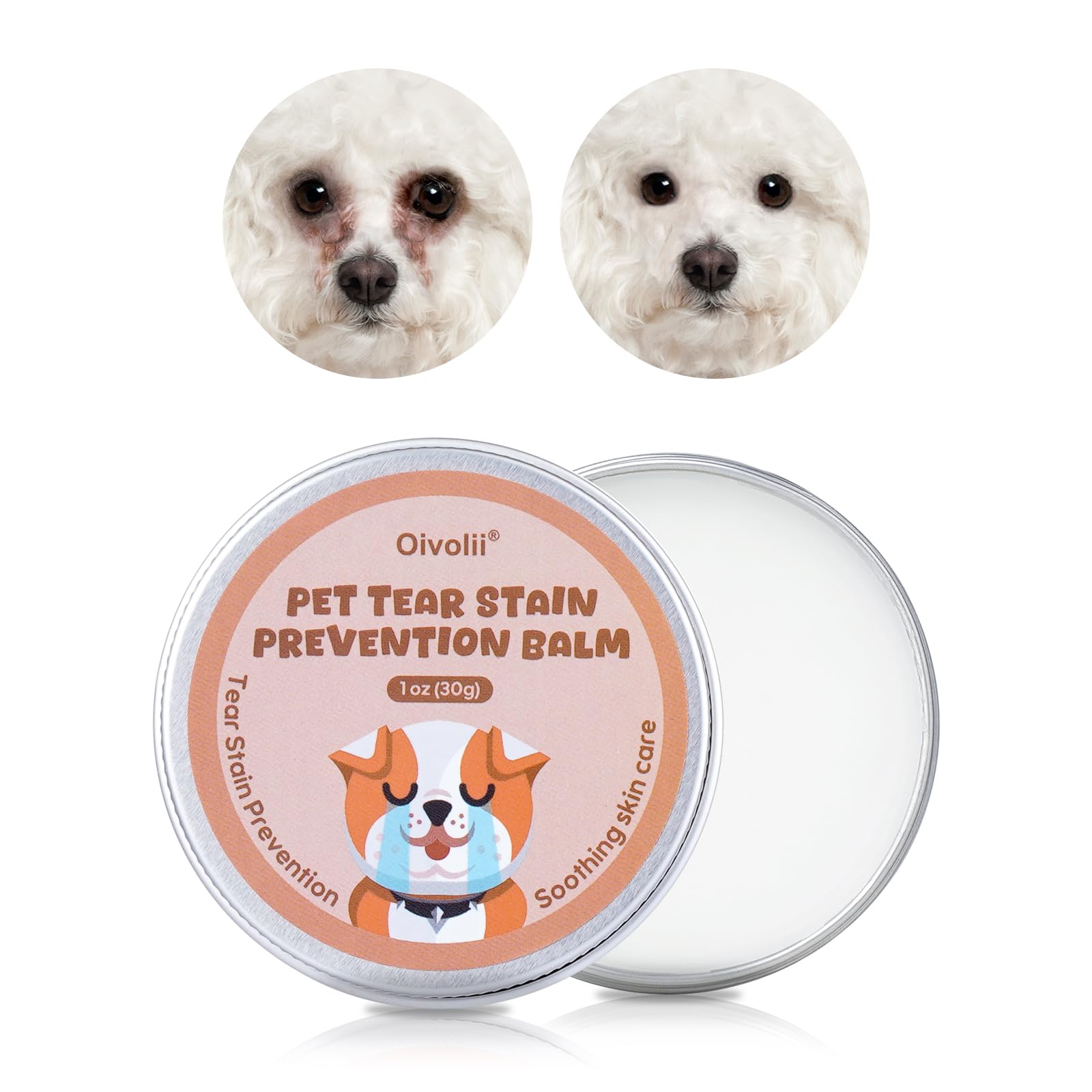 Oivolii Tear Stain Remover Balm for Dogs & Cats Natural, Safe Gentle & Effective Cleans Dog Tear Stains Great for Long Hair Dog,