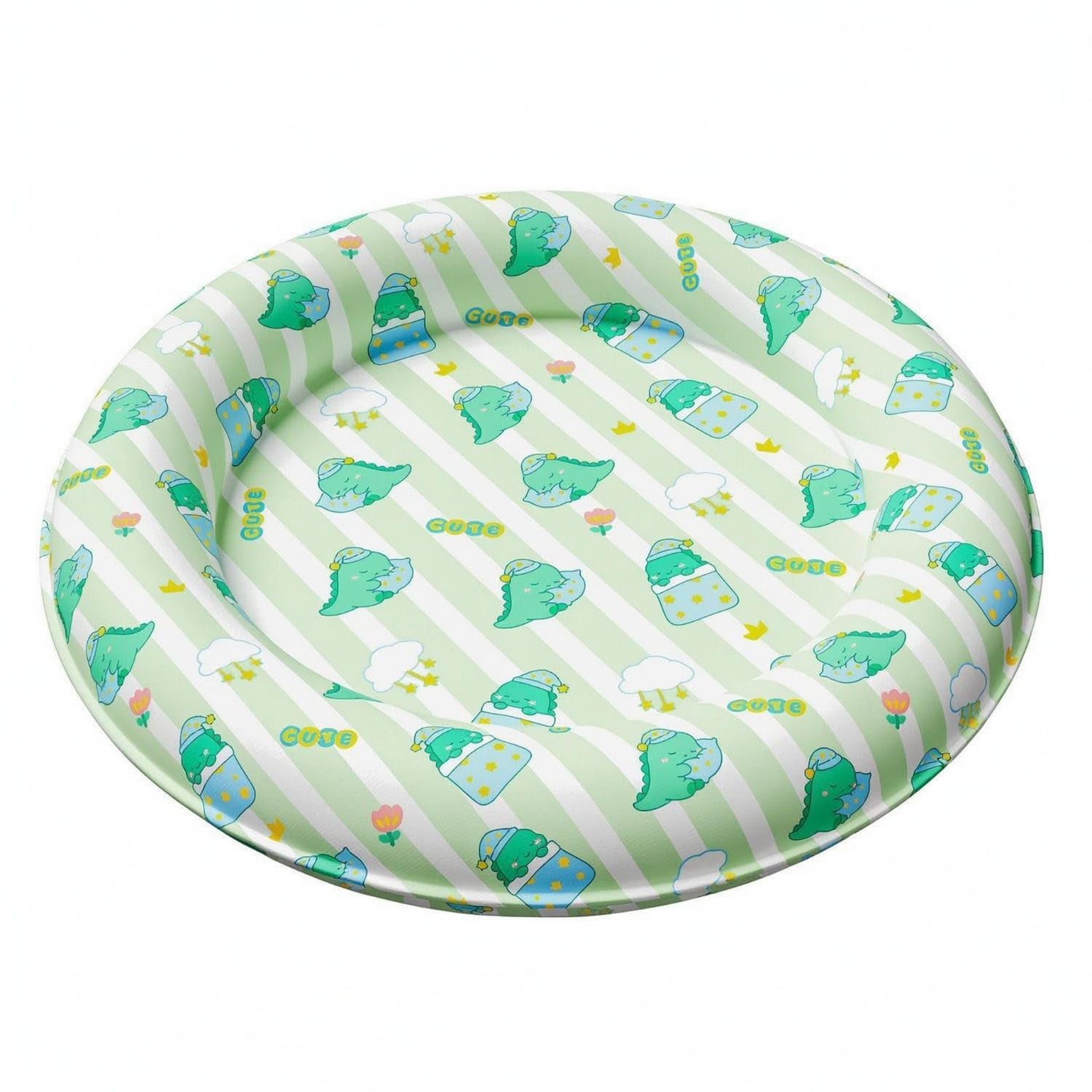 STYLEHEAVEN Raised Rim Donut Pet Bed Recessed Center Padded Rim Pet Bed Padded Cooling, L, Dinosaur Pet Supplies | Small Animal 