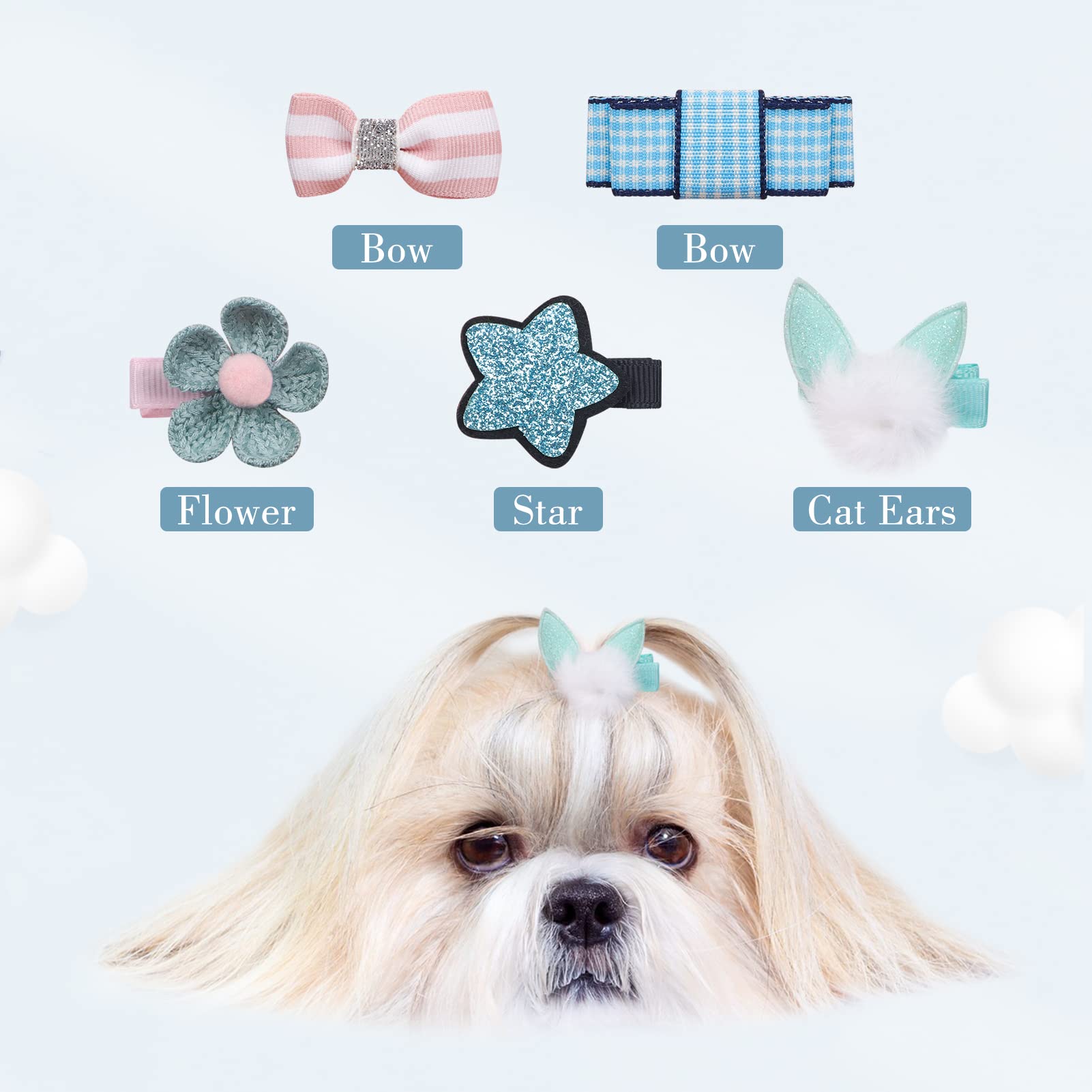 Www Small Dog Cat Hair Clips 5 Pcs Bows Girls Puppies Barrettes Cute Bow Flower Crown Hairpin Head Pins Party Birthday Grooming