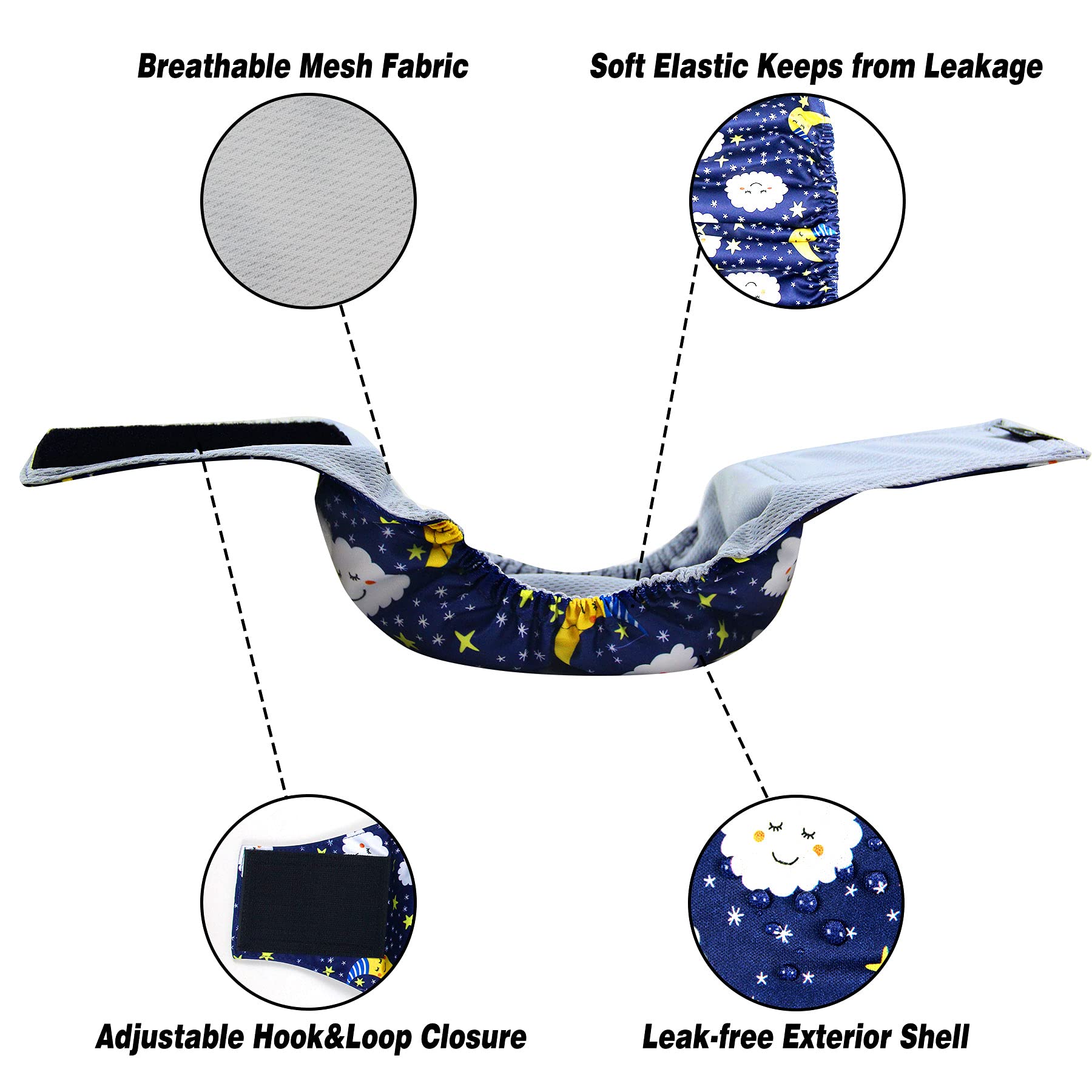 Leekalos Male Dog Diapers (3 Pack), High Absorbing Dog Belly Bands for Male Dogs, Washable Reusable Dog Male Wraps (Sky, Large)