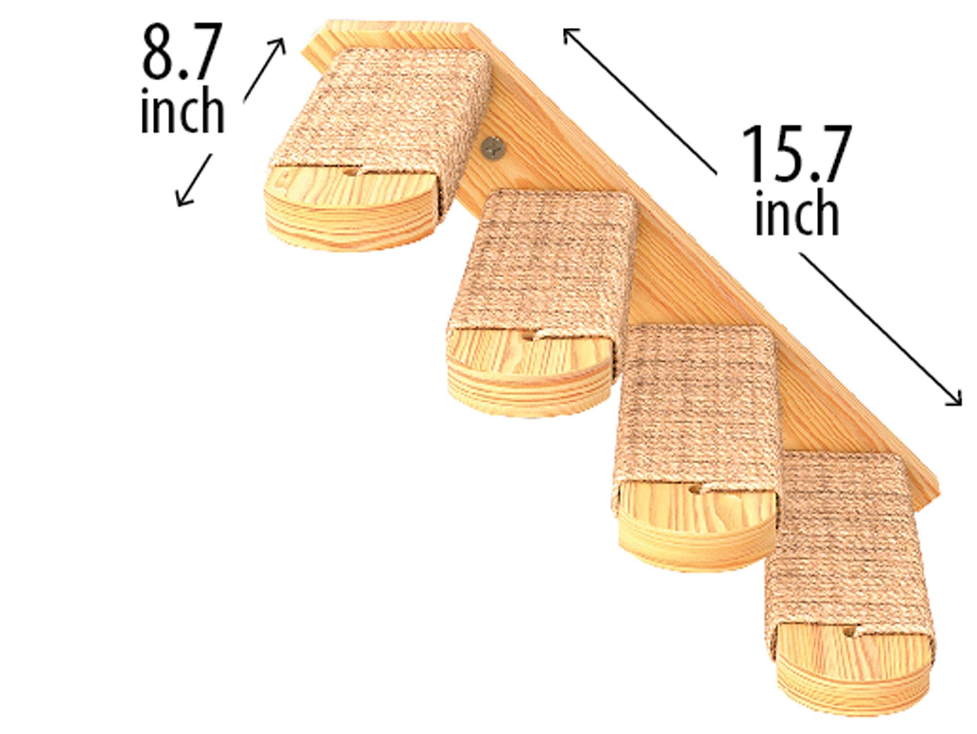 Skywin Cat Wall Steps - Solid Rubber Wood Cat Stairs Great For Scratching And Climbing - Easy To Install Wall Mounted Cat Shelve