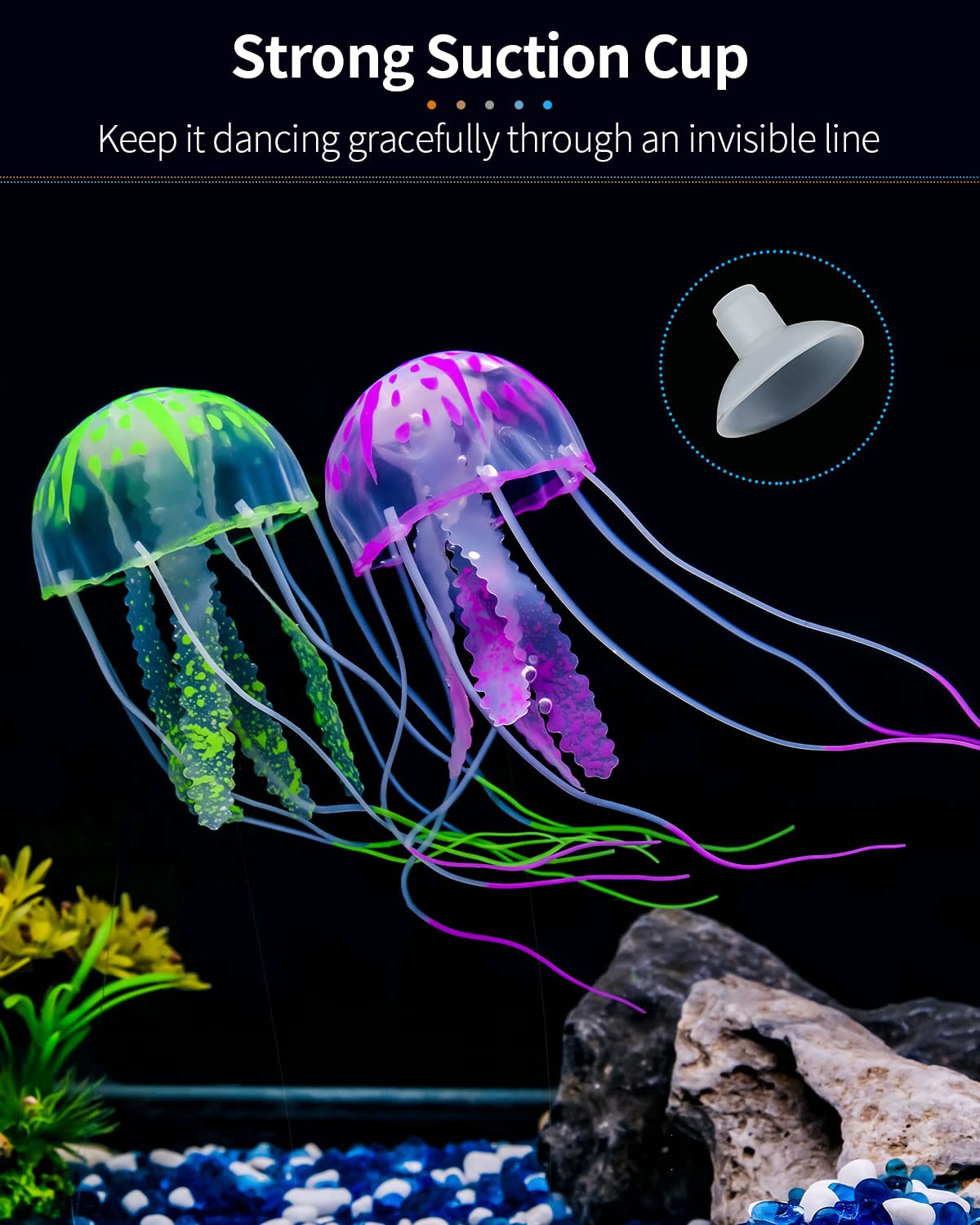 Uniclife 6 Pcs Glowing Jellyfish Ornament Decoration For Aquarium Fish Tank