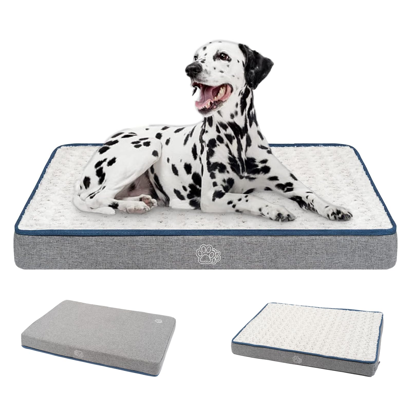 Empsign Reversible Cool And Warm Dog Bed For Crate Pad, Pet Beds With Washable And Removable Cover, Dog Crate Bed Sleeping Mats, Bed For Dog Crate For Large Medium Small Dogs, Grey