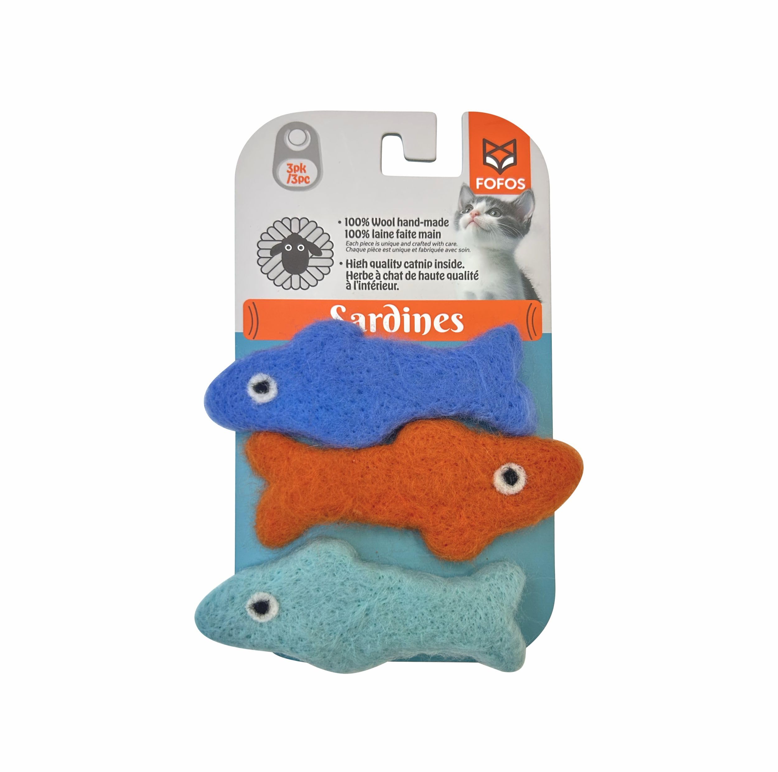 Barkbutler X Fofos Sardine Cat Toy Fish 3Pk  Interactive Cat Toys Set With Catnip  Multicoloured