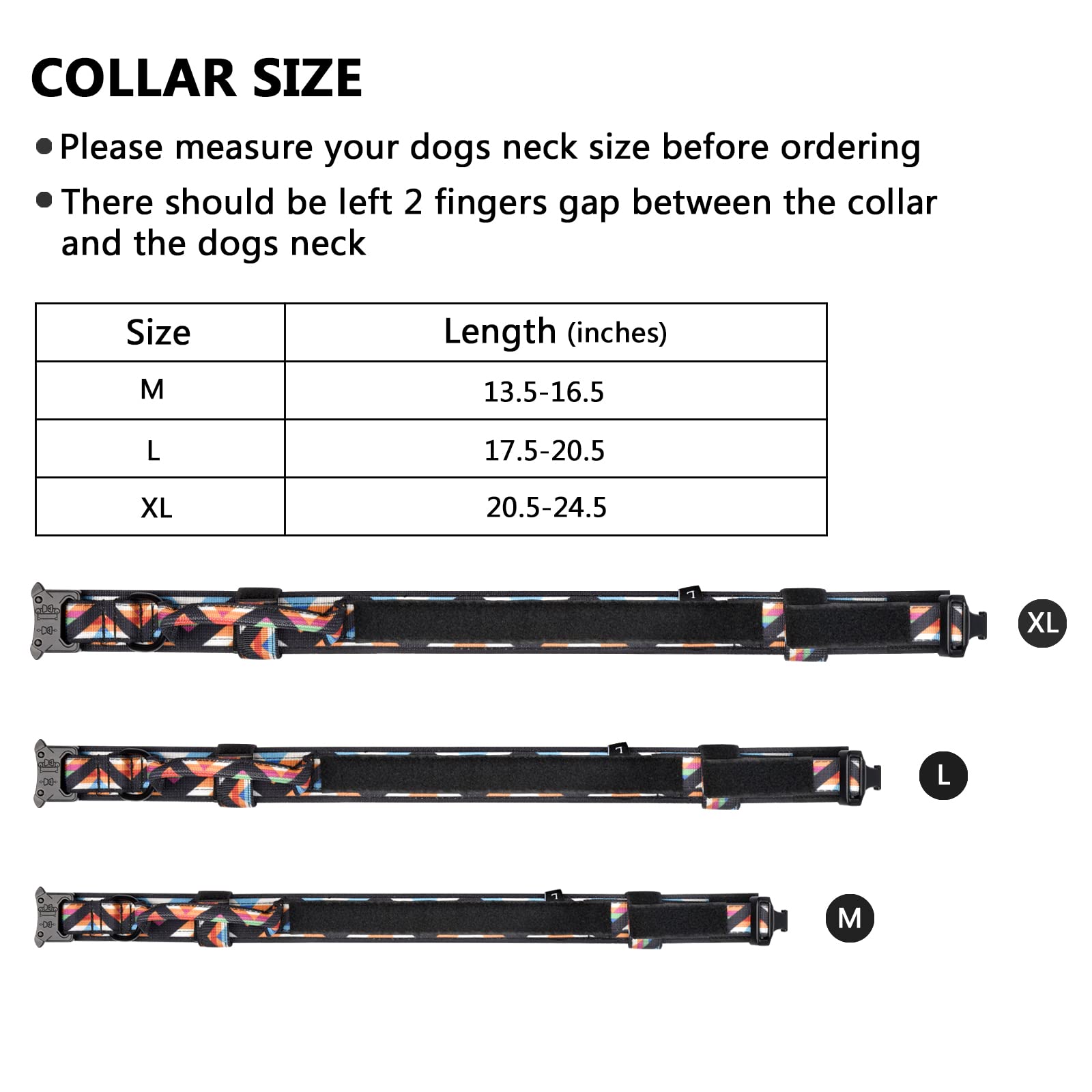 Daganxi Tactical Dog Collar, Adjustable Military Training Nylon Dog Collar With Control Handle And Heavy Metal Buckle For Medium And Large Dogs, With Patches And Airtags Case (Xl, Colorful Triangle)