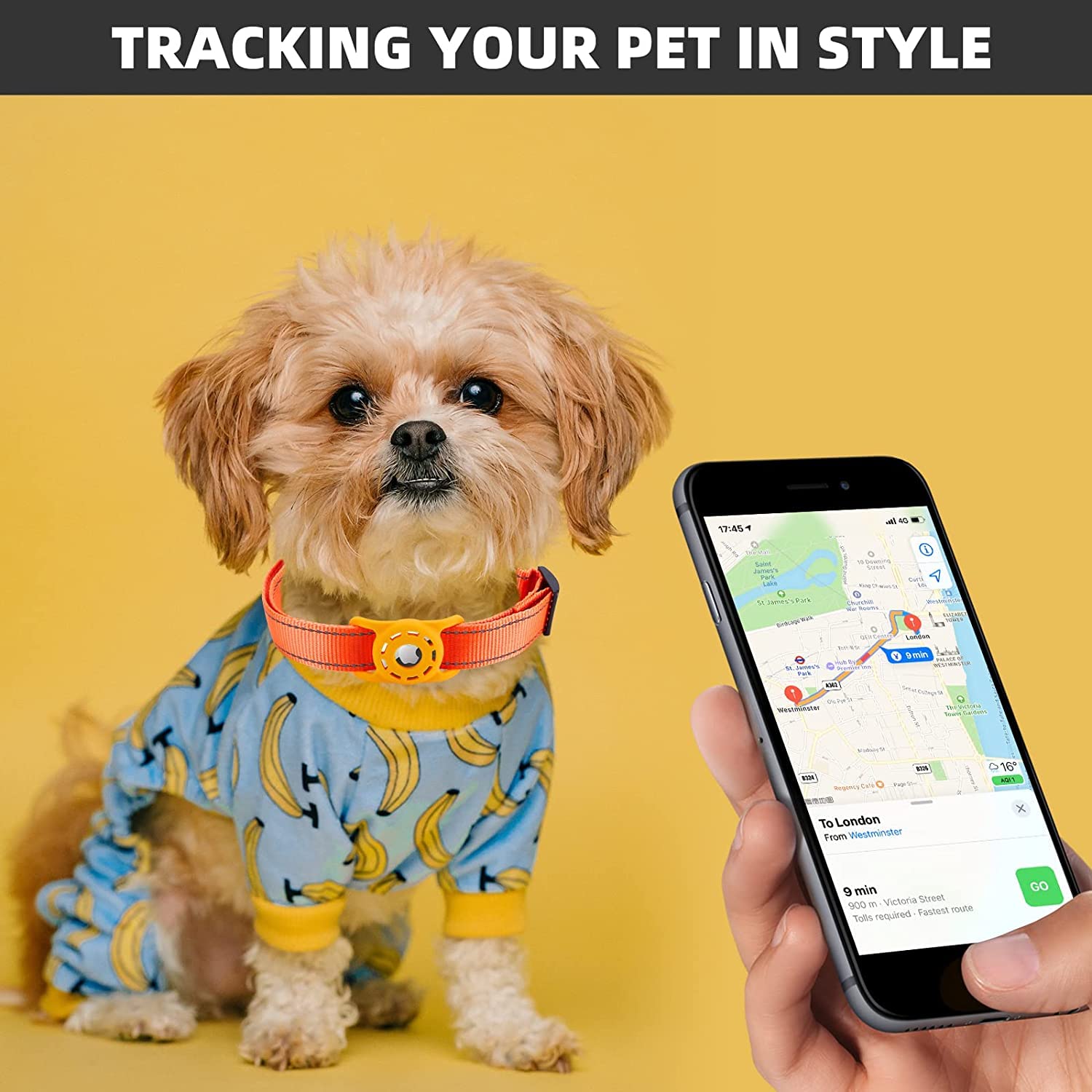 Konity Airtag Cat Collar, Compatible With Apple 2021, Nylon Pet Kitten Puppy Collar With Silicone Holder For Small Dogs, Orange,Xs: 8''-12'' Neck