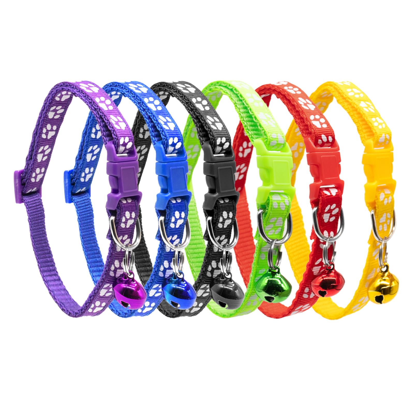 Quacc 6Pcs Puppy Collars, Puppy Whelping Collars Colourful Adjustable Dog Collar 19-32Cm Paw Print Collar With Bell For Small Do