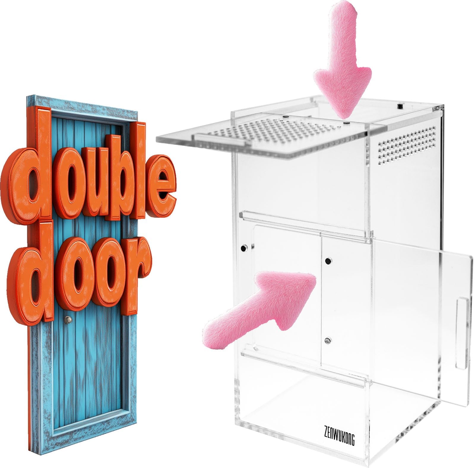 Jumping Spider Enclosure - Acrylic Terrarium Habitat For Spiders, Tarantulas, Snail, Mantis, Lizard, And Small Reptiles, Magneti