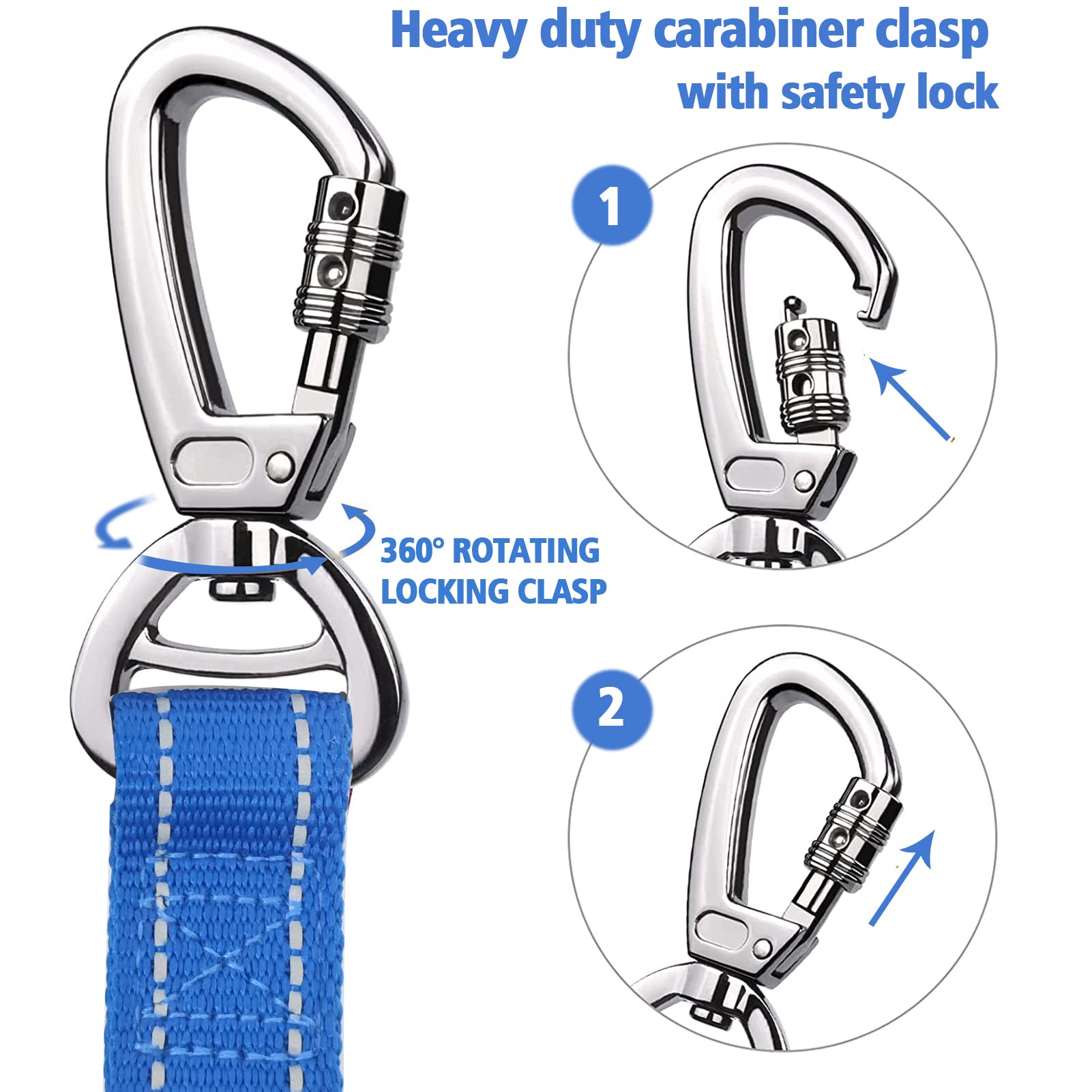 Dog Leash For Large Dog Heavy Duty, 4-6Ft Traffic Padded 2 Handles For Extra Control, Strong Shock Absorbing Bungee Dog Leash Wi