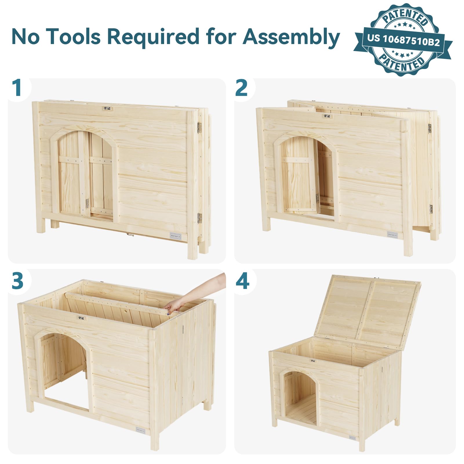 Petsfit Large Cat Litter Box Furniture Hidden,No Tools Required Assembly,Cat Washroom Furniture With Top Opening,Wooden Pet Hous