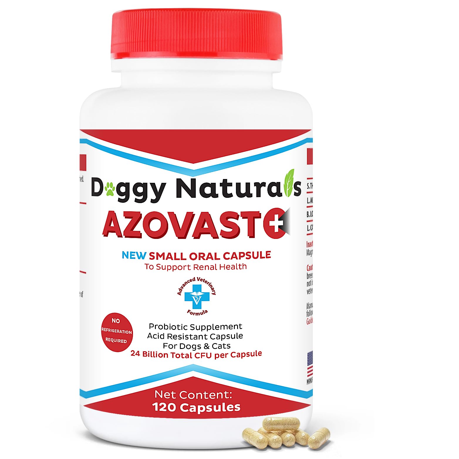 Azovast Plus Kidney Health Supplement for Dogs & Cats, 120ct - NO Refrigeration Required - Help Support Kidney Function & Manage