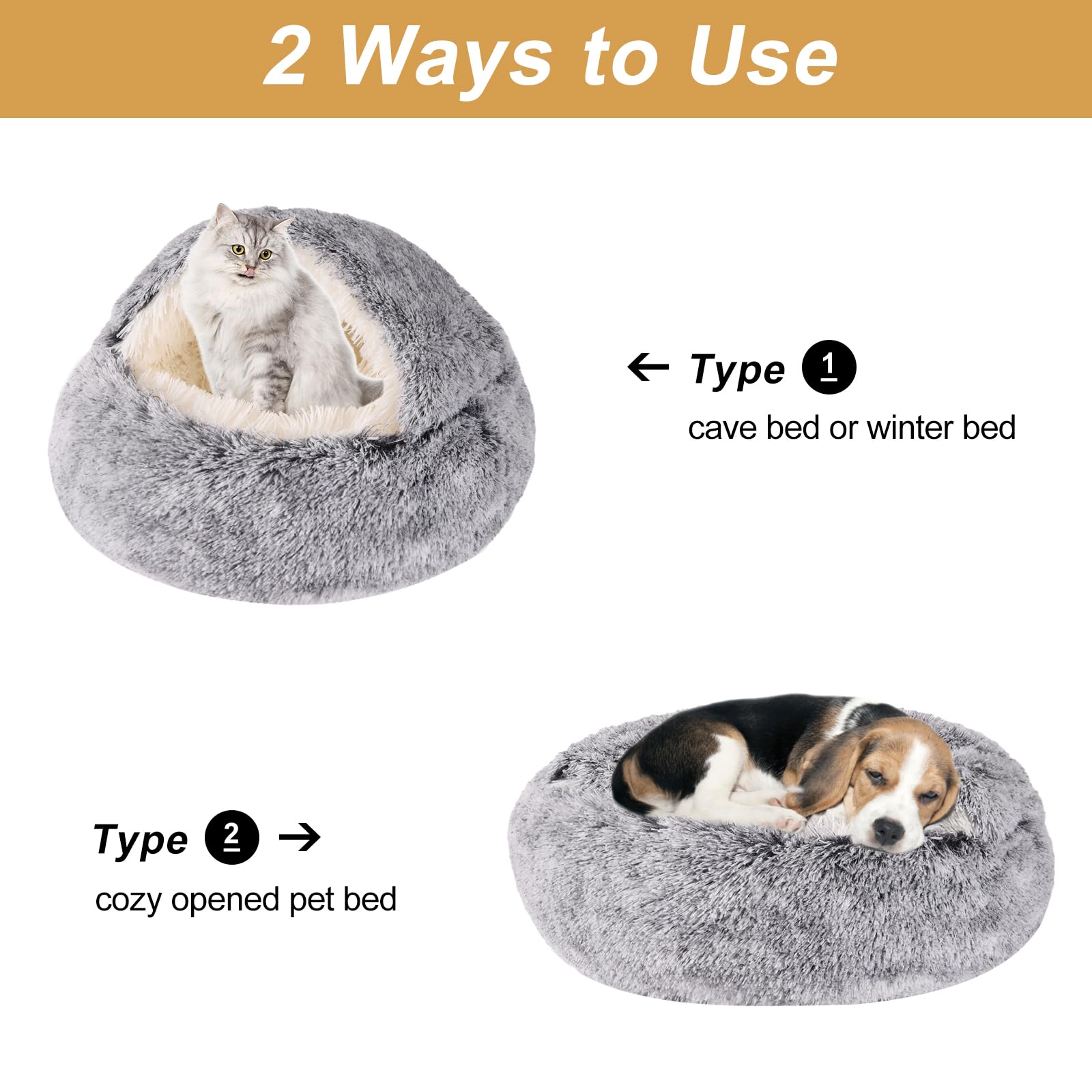 Dog Beds For Small Dogs, Cat Bed Cave, Washable Cute Cat Bed, Cozy Nook Pet Bed For Dogs Or Cats, Anti-Slip Puppy Bed Fits Up To