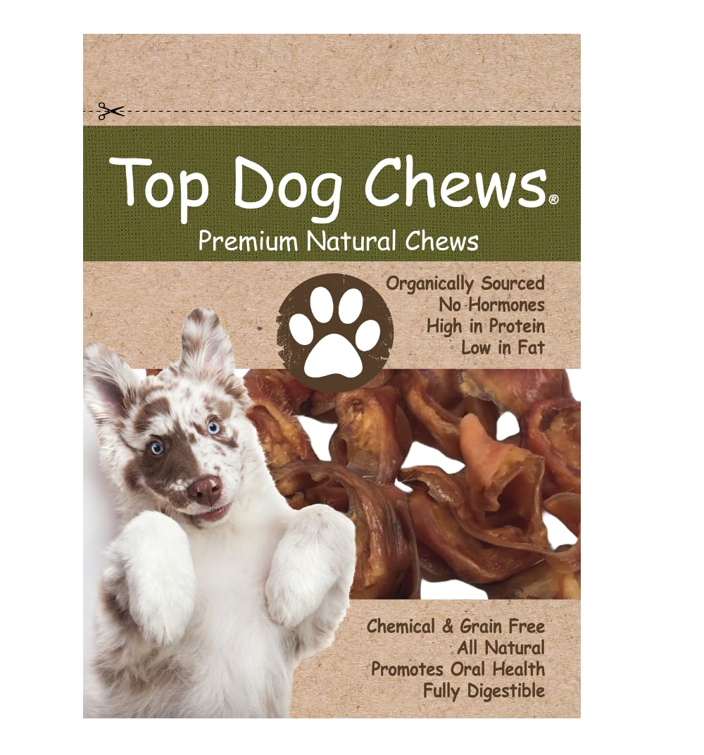 Top Dog Chews - Pig Ear Strips for Dogs, American Made, Single Ingredient, Thick, Large Dog Treat for Small, Medium or Large Dog
