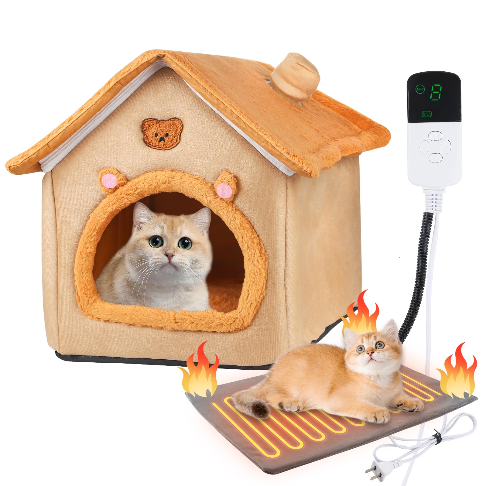 Blugun Heating Inside Cat&Dog House Heated Pet Indoor Heated Kitty House Bed(A Nest Box And A Heating Pad)