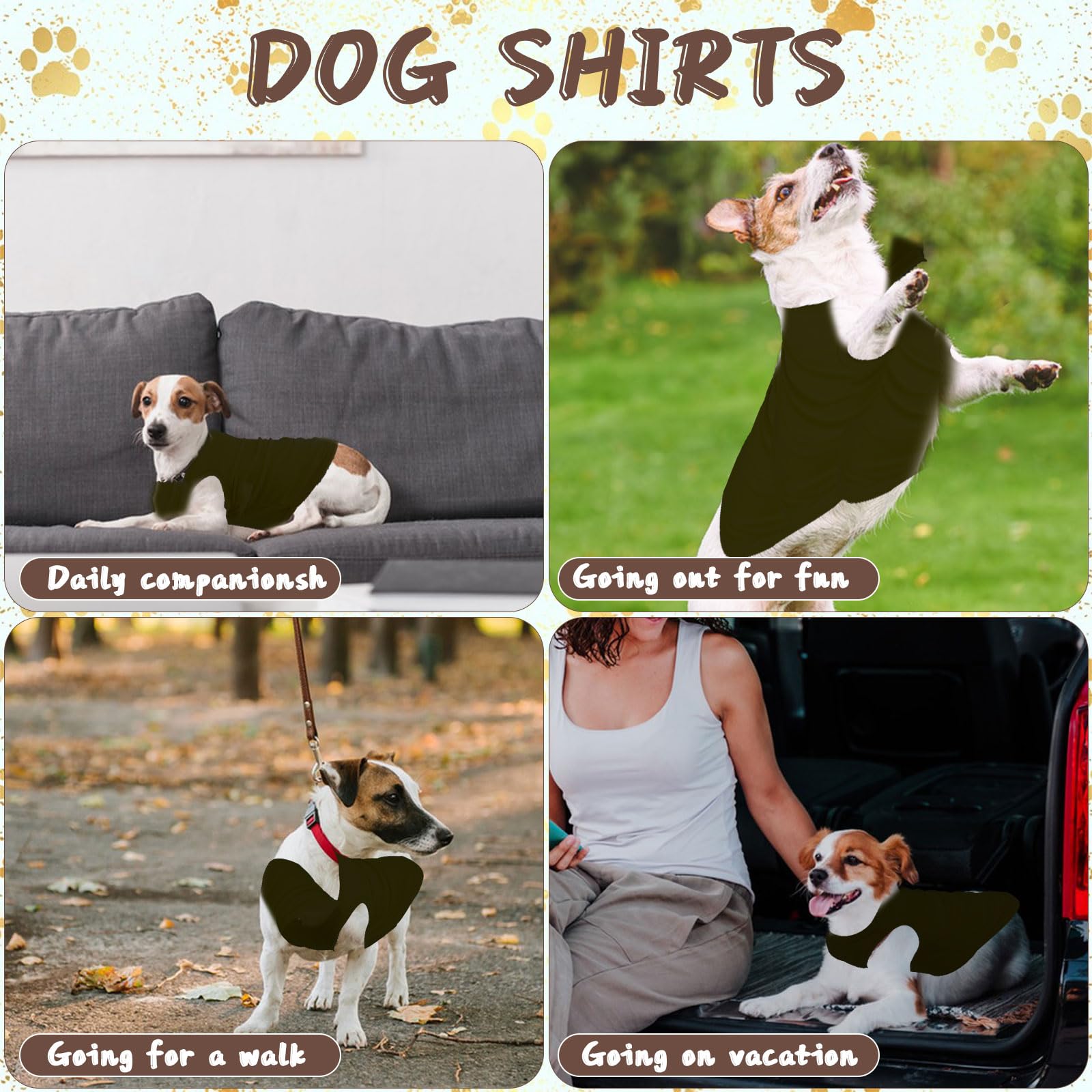 Hacraho Dog Shirt Blank Clothes, 6 Pcs Black Blank Dog T-Shirt Sleeveless Costumes Summer Breathable Pet Vest Shirt For Small Medium Dogs And Cat, Black M