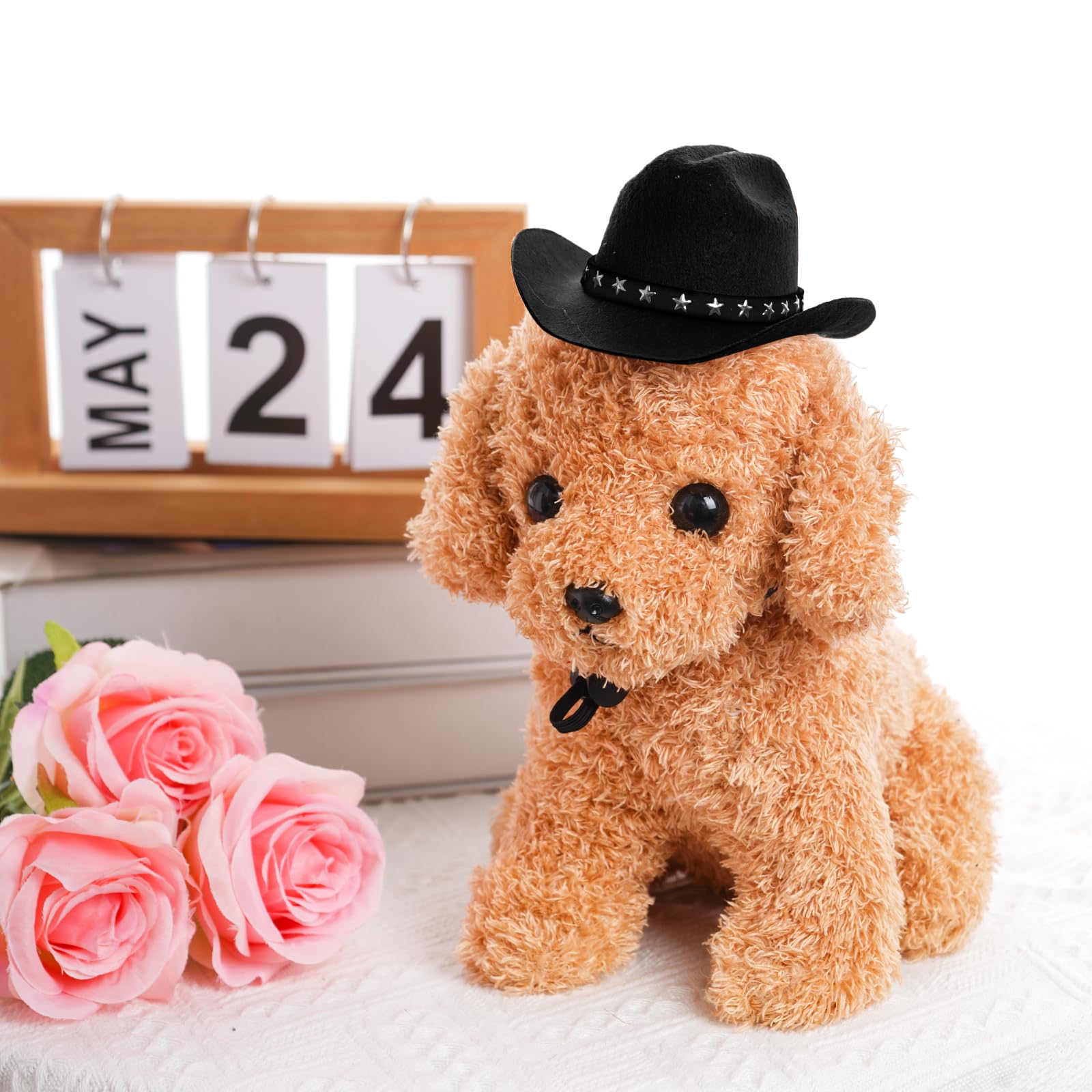 Choyaxo Pet Cowboy Costume Cosplay Cap Halloween Costumes For Dogs Cat Pet Party Decoration Mini Cowboy Hat (Black, Small)