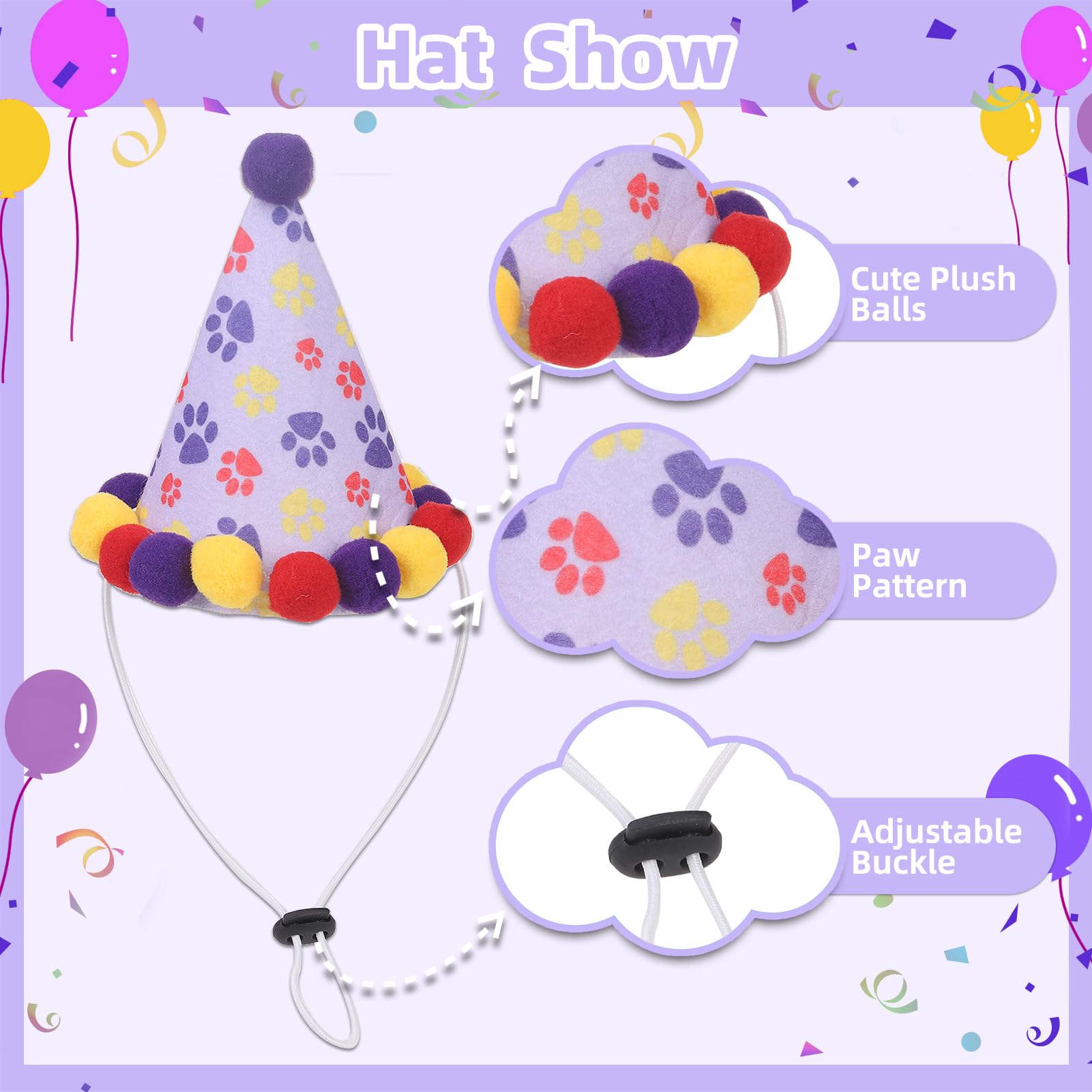 PUPTECK Dog Birthday Bandana Scarf with Cute Doggy Party Hat, Costume Decorations Supplies for Small Medium Large Dogs Boy Girl