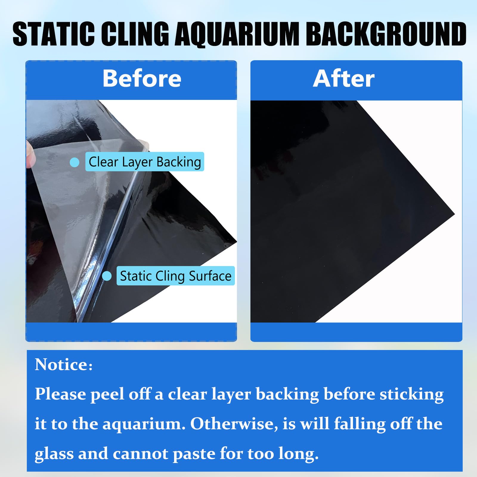 XCNO Aquarium Background Static Cling Black Fish Tank Background Wallpaper Fish Tank Backdrop Vinyl Aquarium Poster Background 4