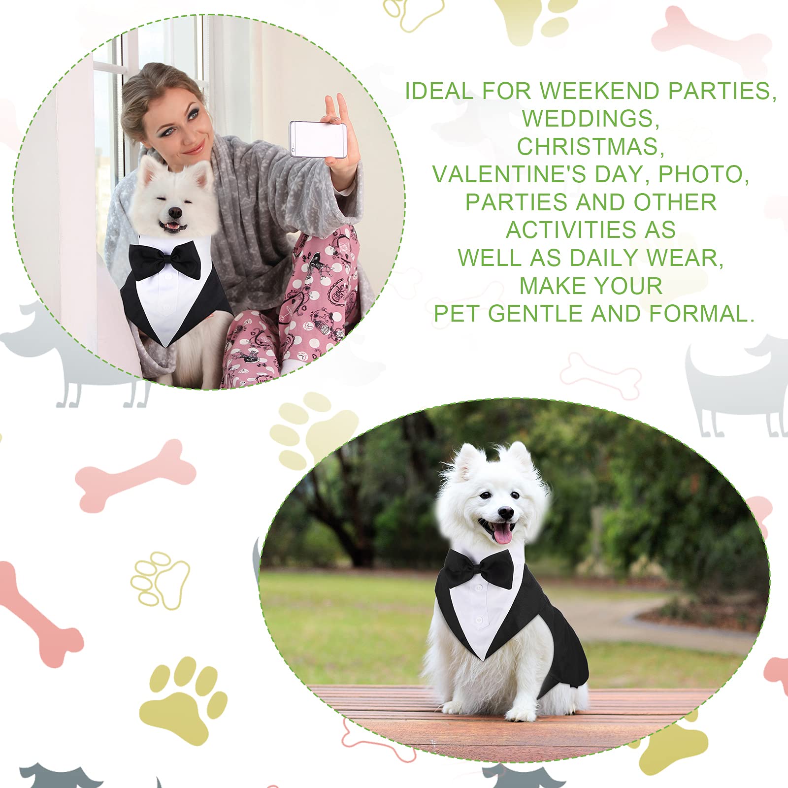 Weewooday Dog Tuxedo and Bandana Set, Formal Suit for Pets, XXL, Stripe Style, Model Weewooday-34109