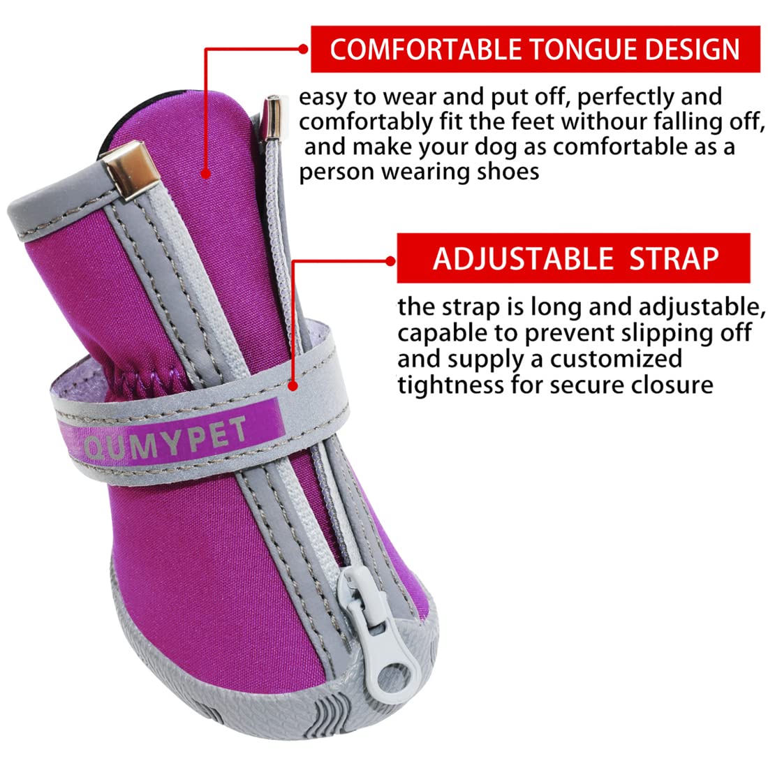 Qumy Dog Shoes For Small Dogs, Puppy Dog Boots & Paw Protector For Winter Snow Day, Summer Hot Pavement, Waterproof In Rain Weat