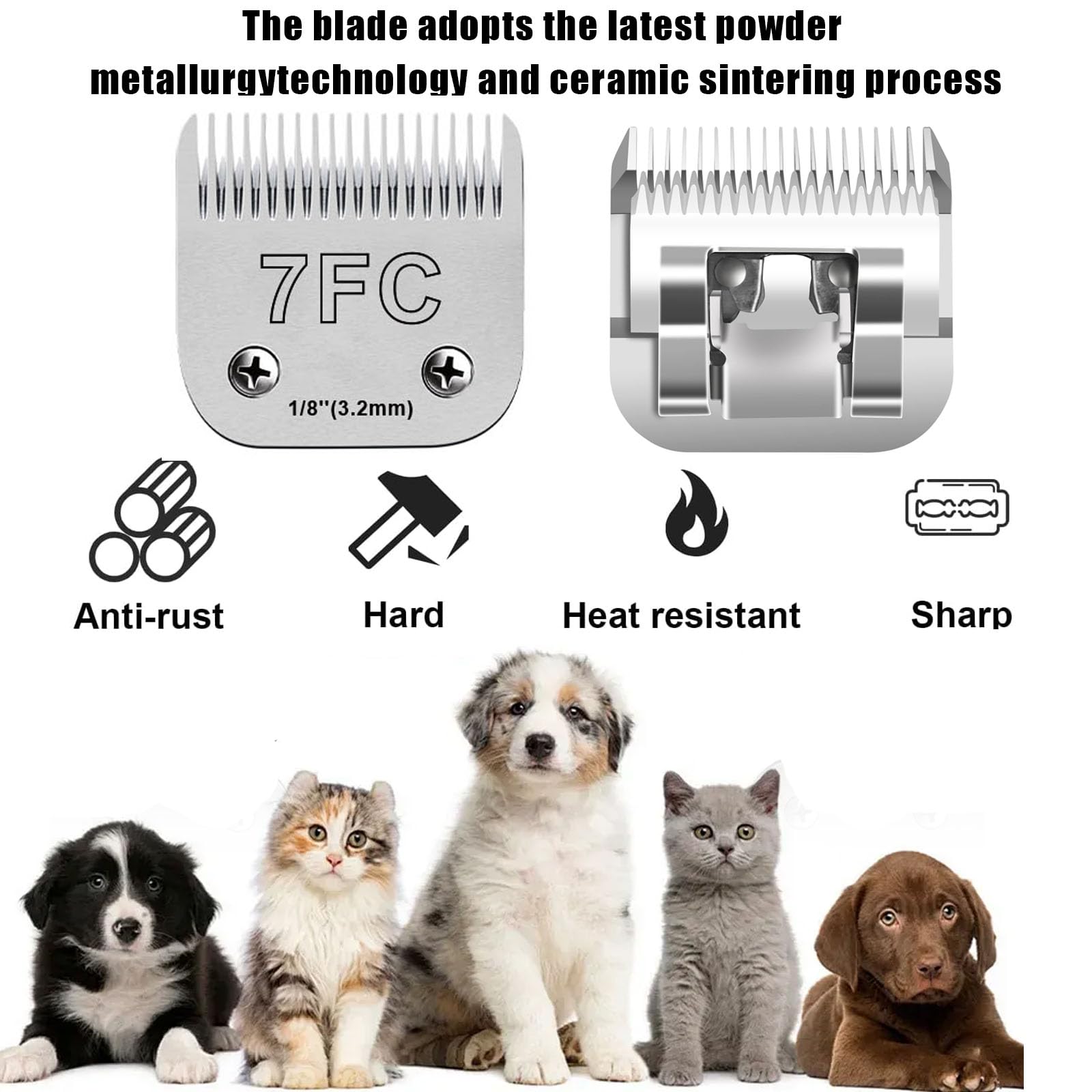 2Pcs 7Fc Blades Dog Grooming Blades Compatible With Andis Dog Clippers,Dog Clipper Blades Compatible With Oster A5,Wahl Km10 Dog