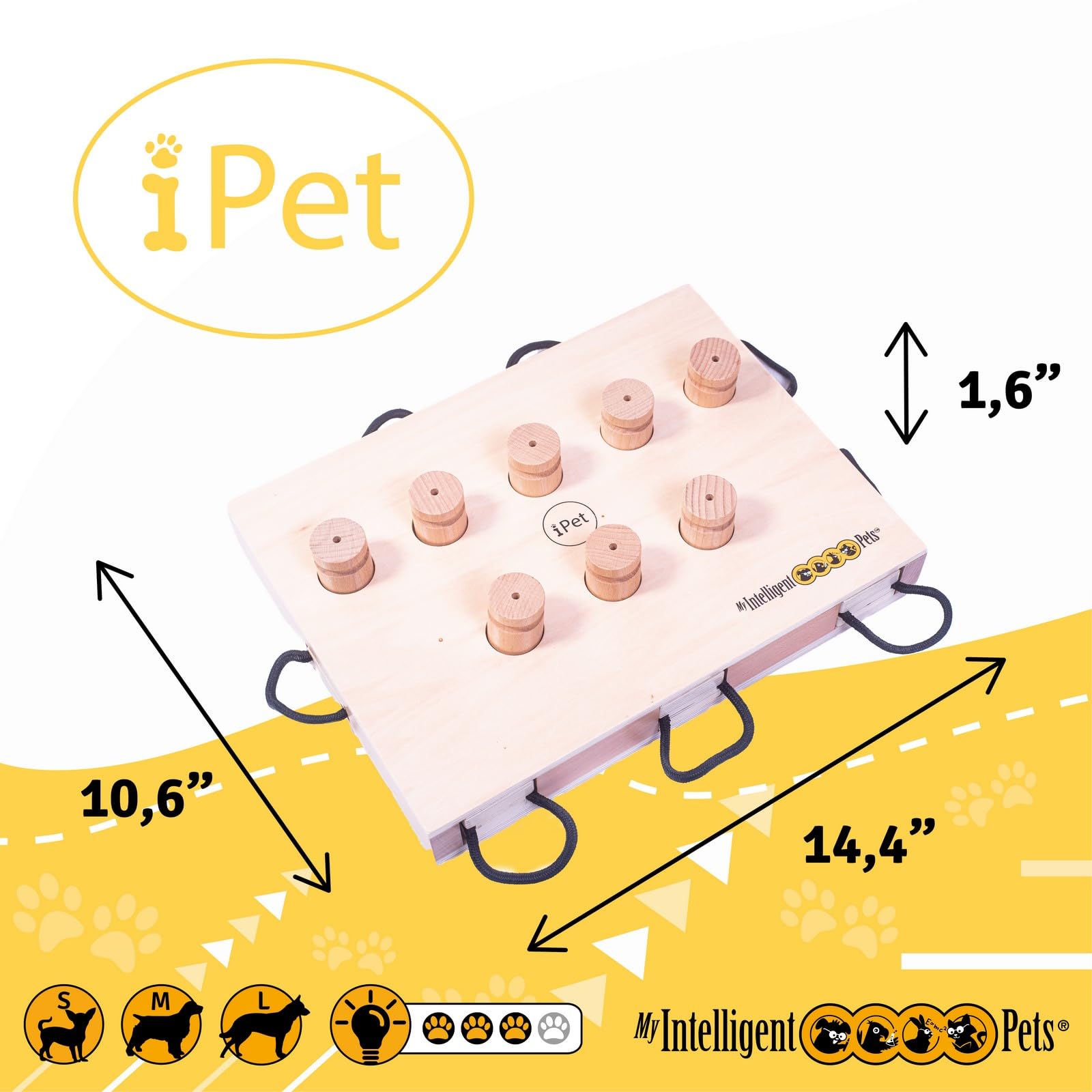 My Intelligent Dogs iPET-Smart Dog - Interactive Wooden Puzzle Toy, Fun and Challenging Brain Game for Smart Dogs, Mental Stimul