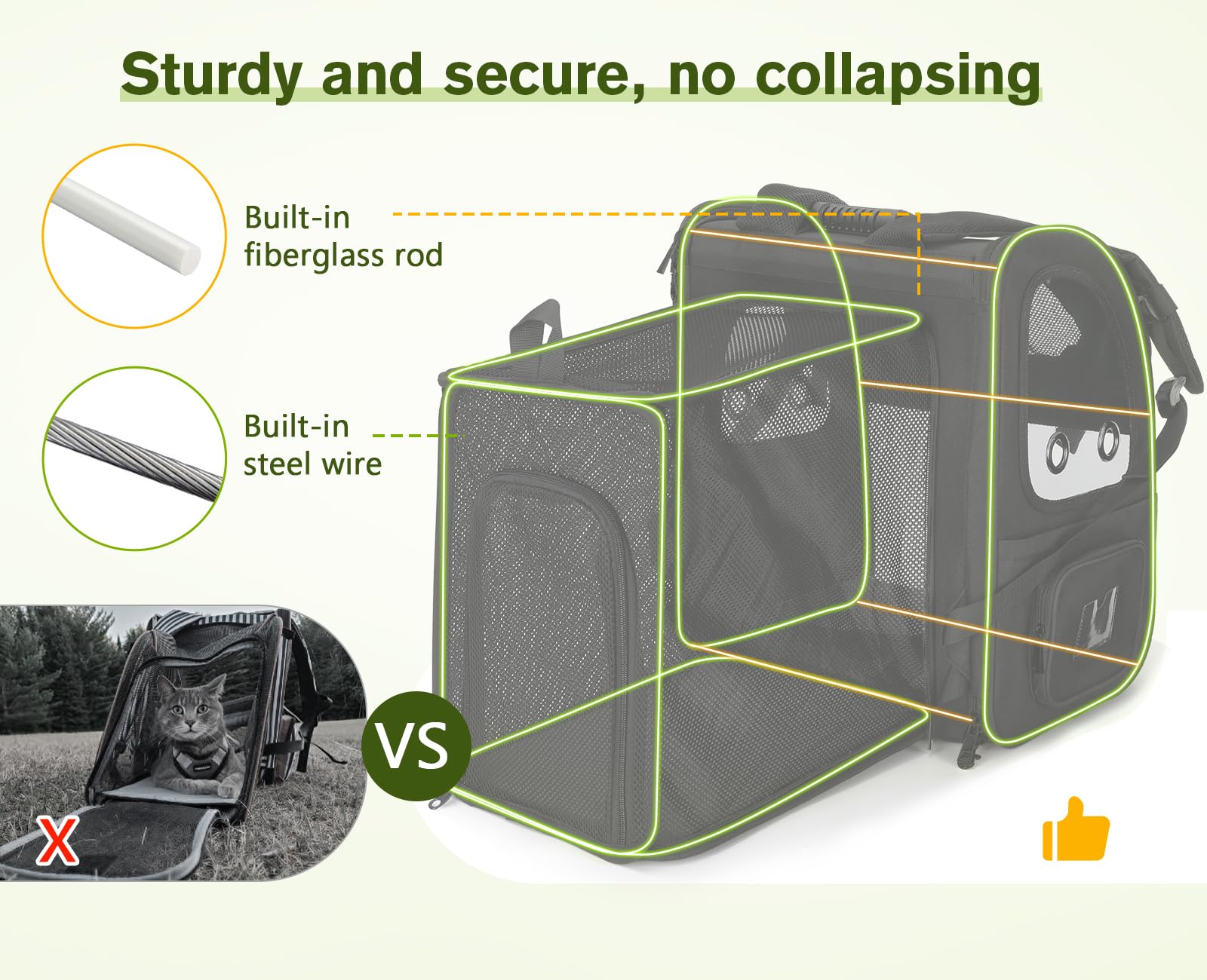 Pecute Pet Carrier Backpack, Dog Carrier Backpack, Expandable with Breathable Mesh for Small Dogs Cats Puppies, Pet Backpack Bag