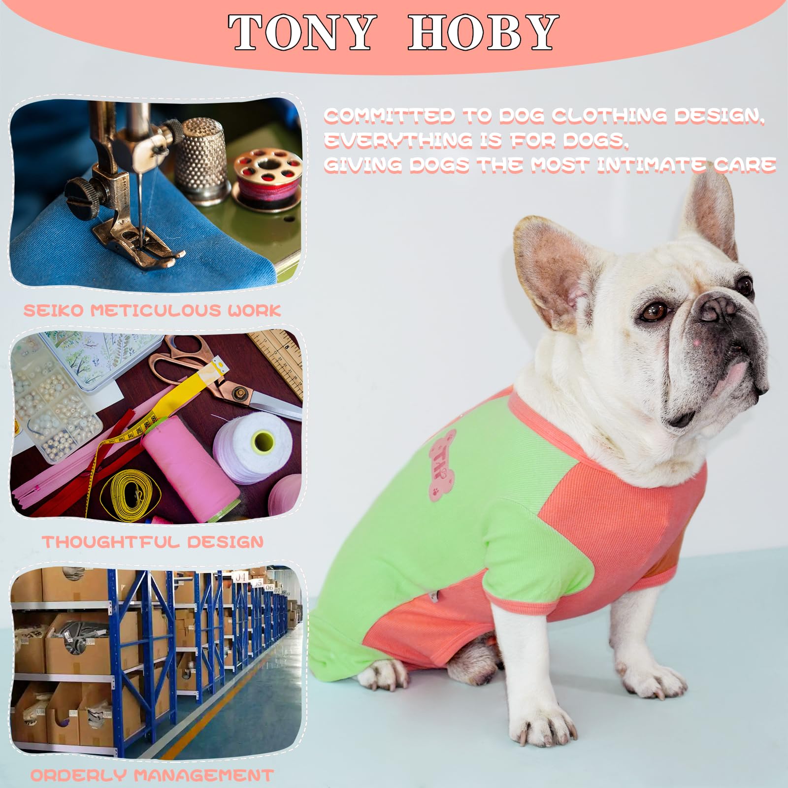 Tony Hoby Dog Pajamas, Male Dog Pajamas Thermal Jumpsuit, Fashion Clashing Color Pet Clothes For Small Medium Dogs (Brown&Orange