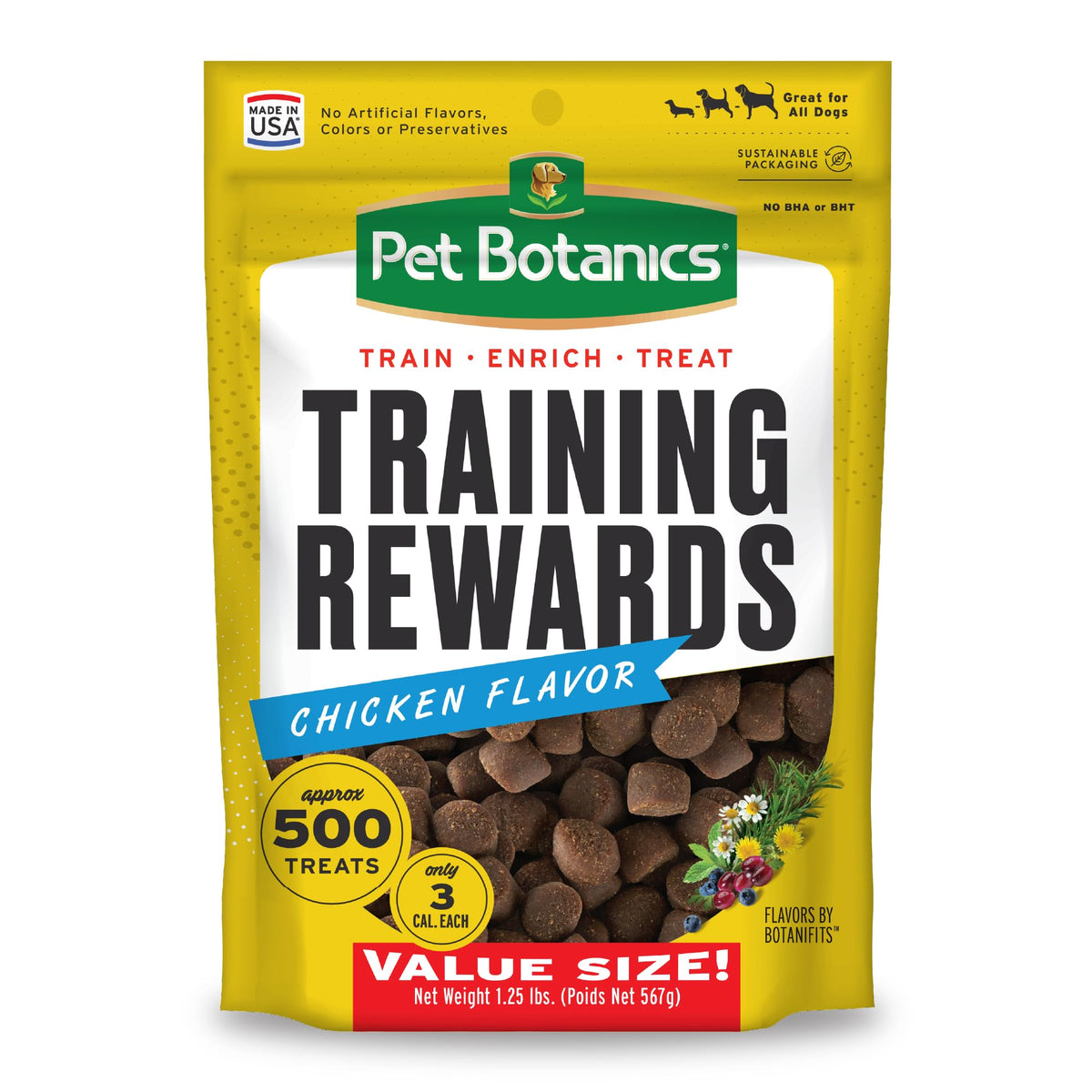 Pet Botanics 20 Oz. Pouch Training Reward Soft & Chewy, Chicken Flavor, With 500 Treats Per Bag, The Choice Of Top Trainers