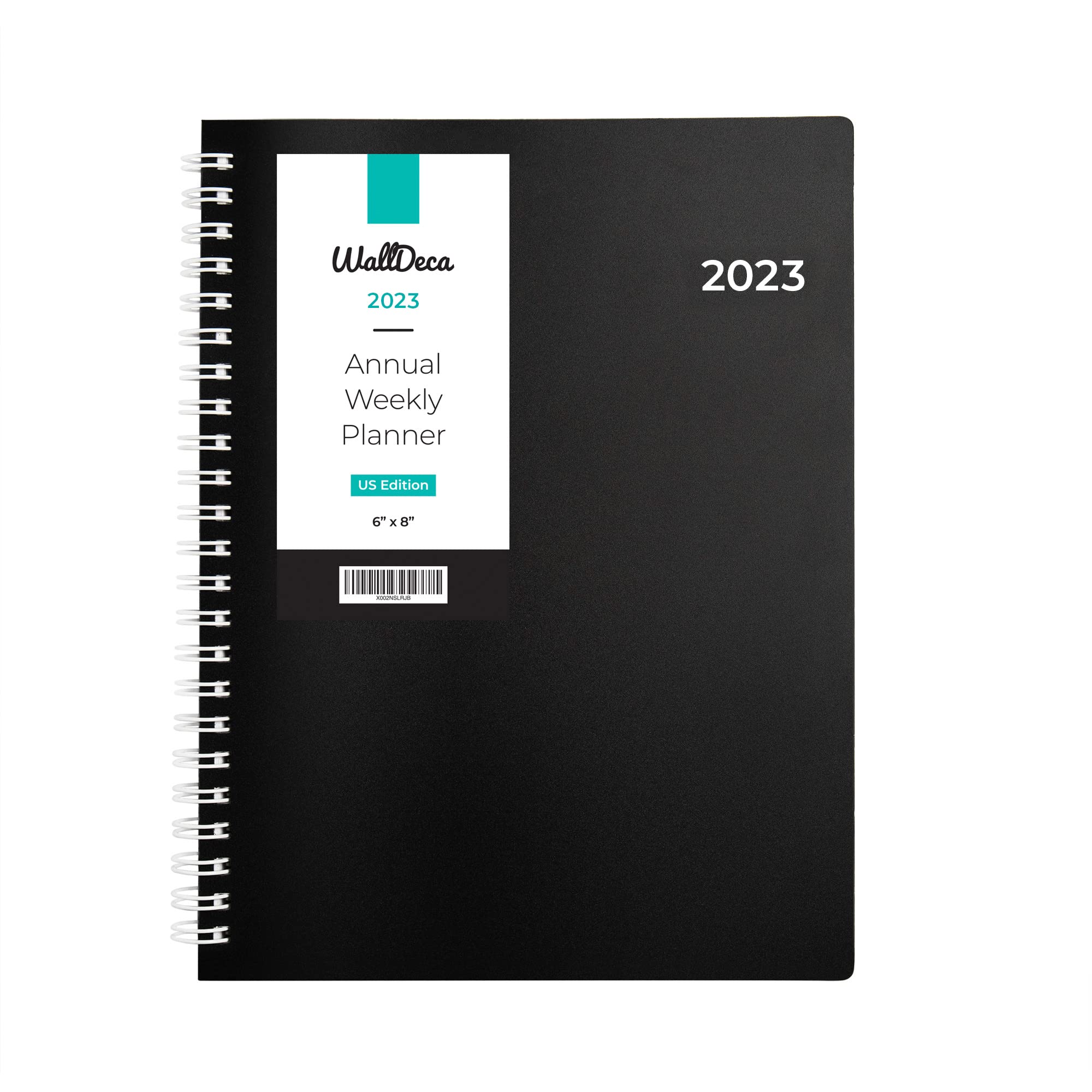 WallDeca 2023 Annual Weekly Planner, Weekly  Monthly Planner, Jan 2023 - Dec 2023  Flexible cover, Notes Pages, Twin-Wire Bindin