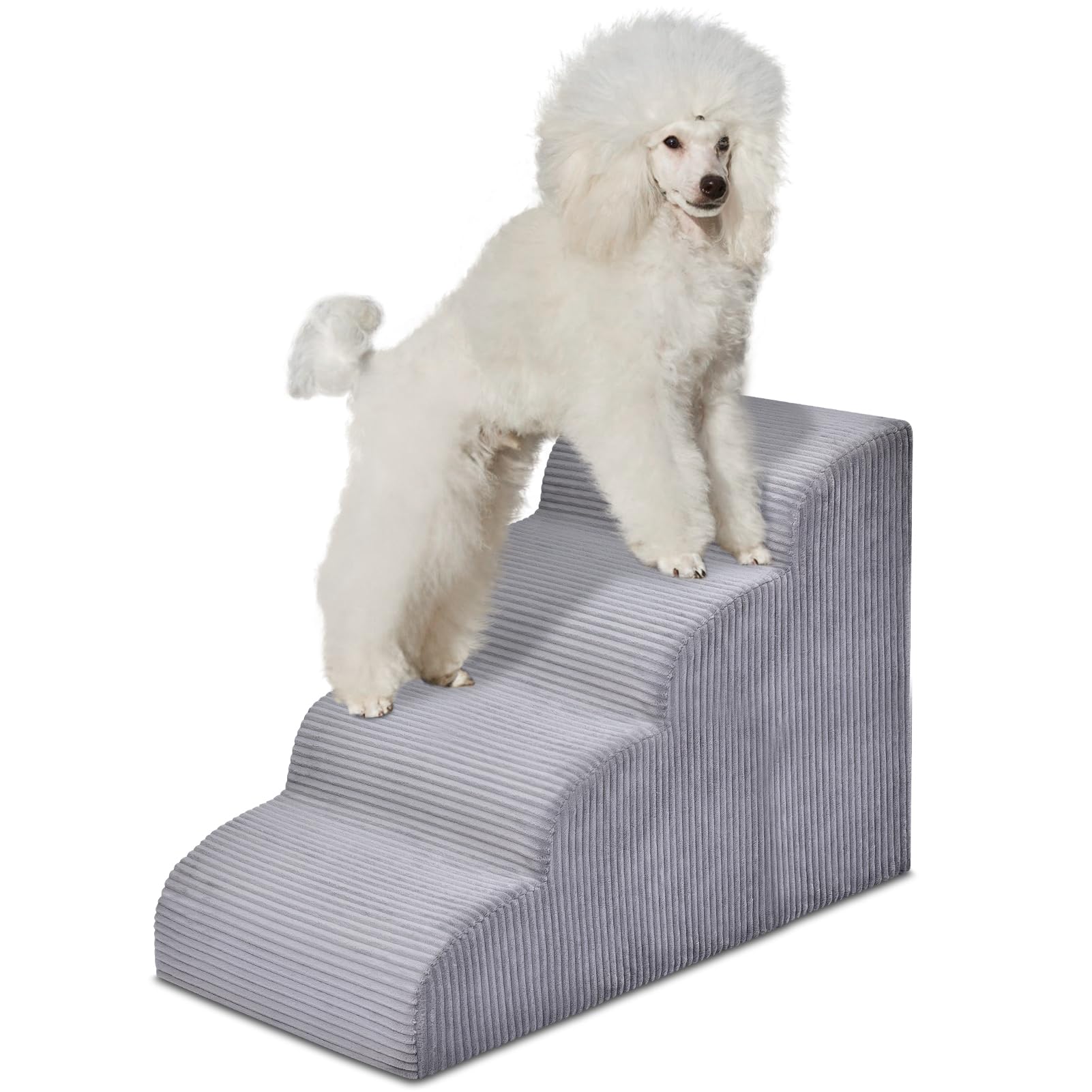 Yiruka Dog Stairs Steps for High Bed - 4 Steps Pet Steps for Small Dogs and Cats Non-Slip Removable Washable Cover Ramp for Indo