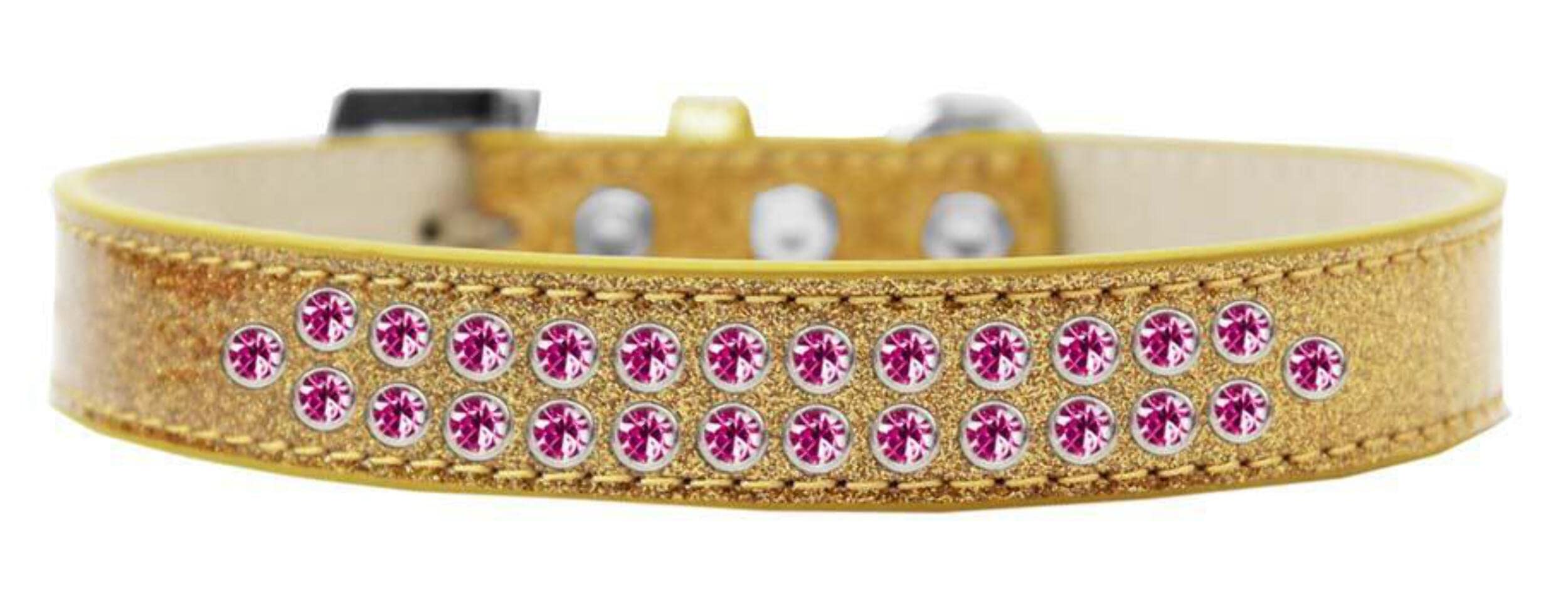 Dog, Puppy & Pet Ice Cream Collar, Two Row Bright Pink Crystal Rimsets Purple 12