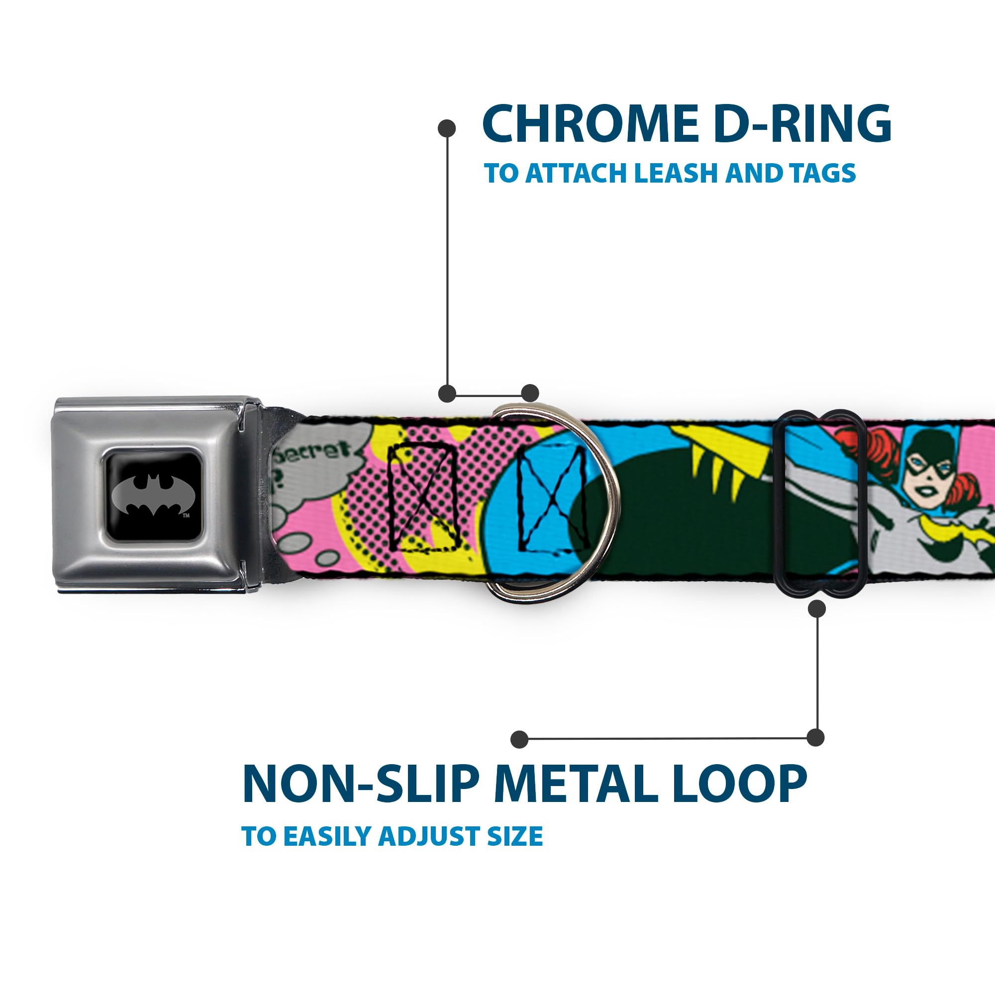 Buckle-Down Seatbelt Buckle Dog Collar - Batgirl-Is She Hero Or Villain? W/Batgirl In Action - 1'' Wide - Fits 15-26'' Neck - La