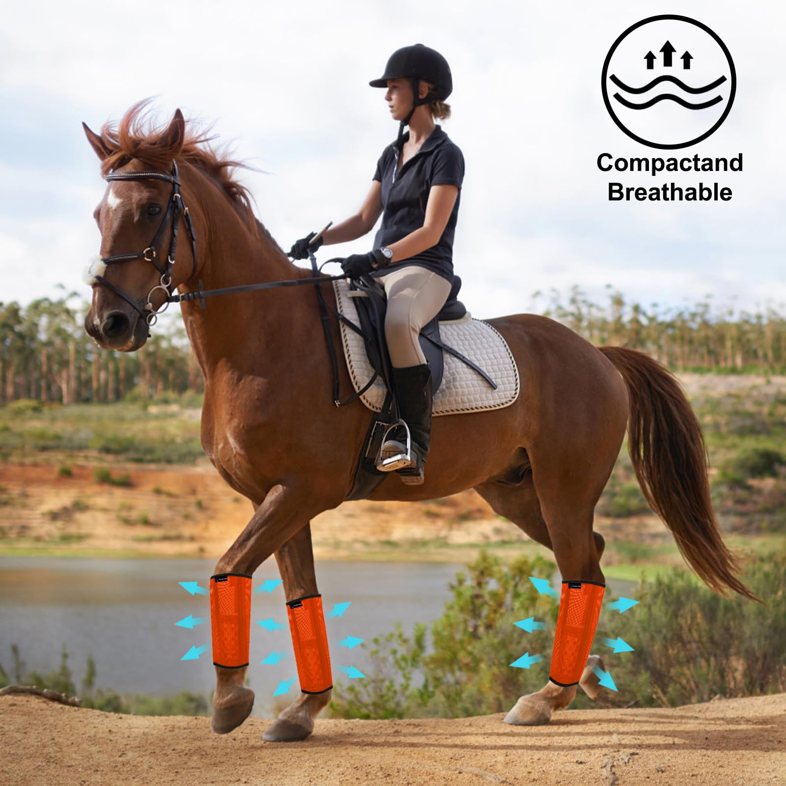 FOXLVDA Horse Fly Boots - Fly Boots for Horses Set of 4, Comfortable Pony Leggings, Mesh Material Design with Metal Support Bars