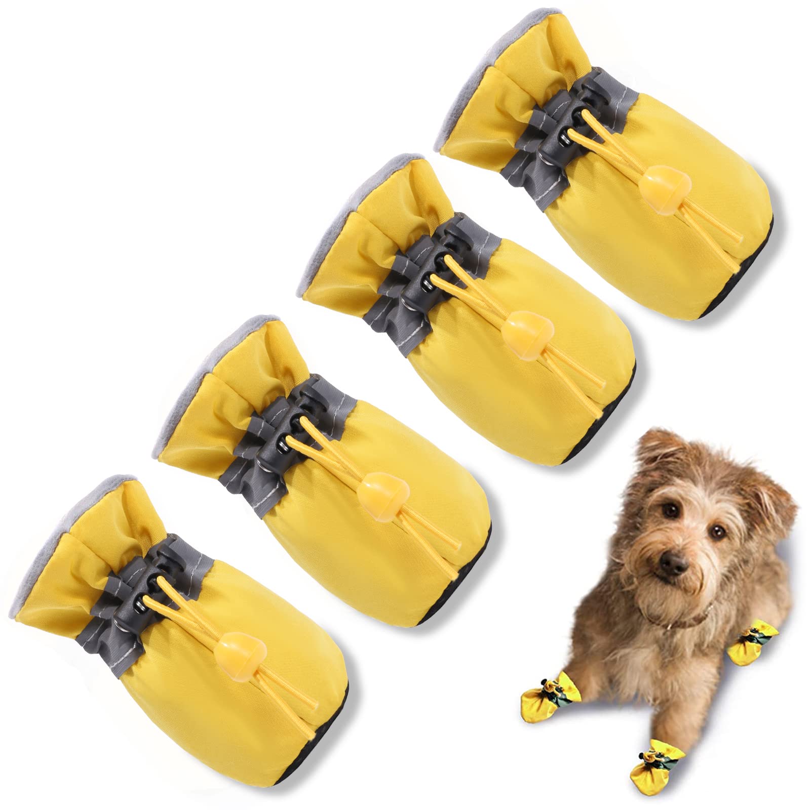 Teozzo Dog Shoes For Hot Pavement, Anti-Slip Sole Dog Boots & Paw Protector Dog Booties With Reflective Straps Dog Shoes For Sma
