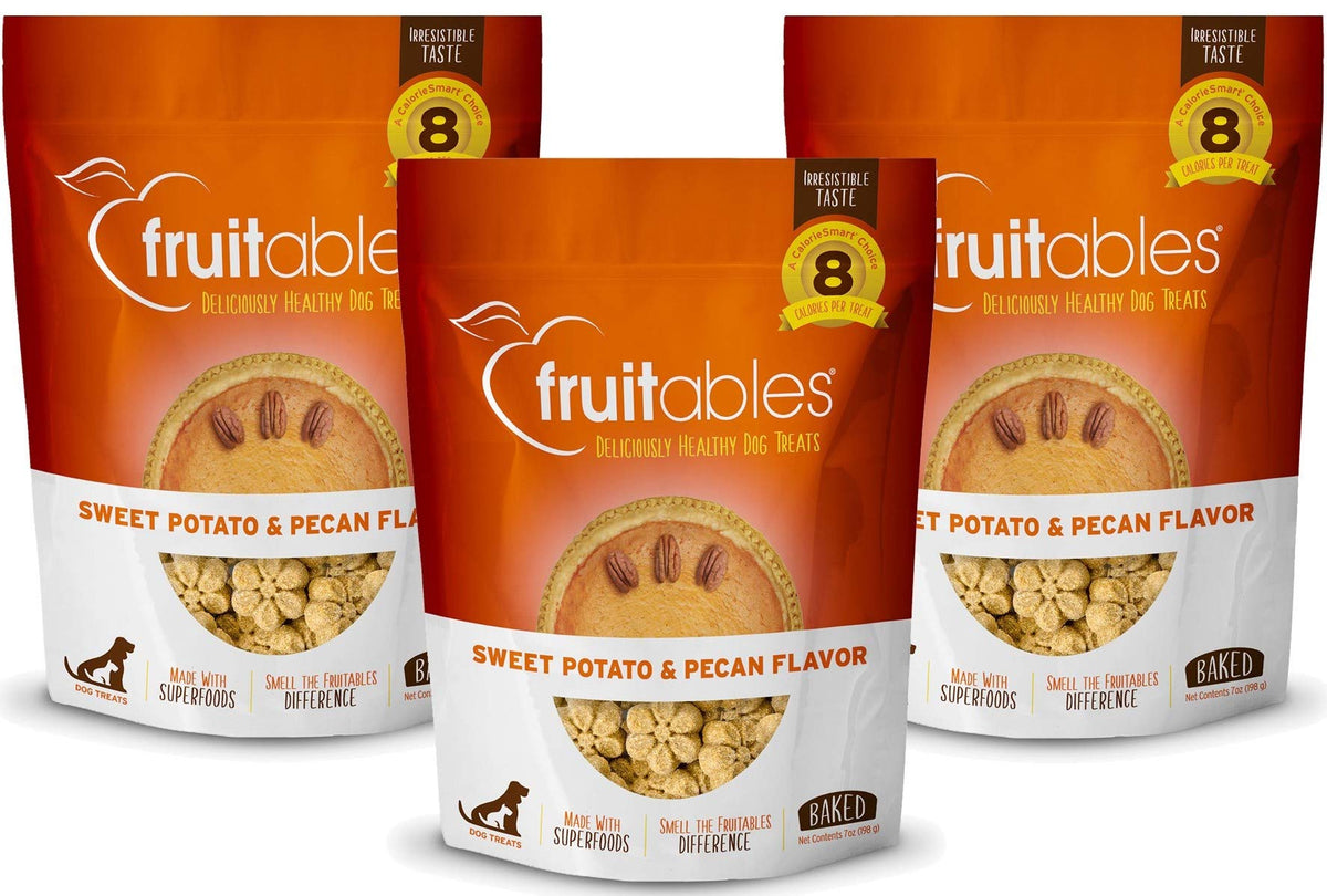 Fruitables 7 Ounce Crunchy Baked Dog Treats Sweet Potato And Pecan Flavor Pack Of 3