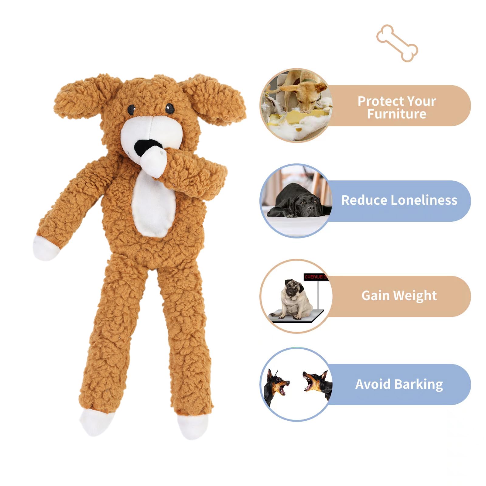 Dododola Dog Toys Plush Partial Stuffing Puppy Chew Toys For Teething Soft Squeaky Dog Toy To Keep Them Busy For Small Medium Big Large Dogs Pet