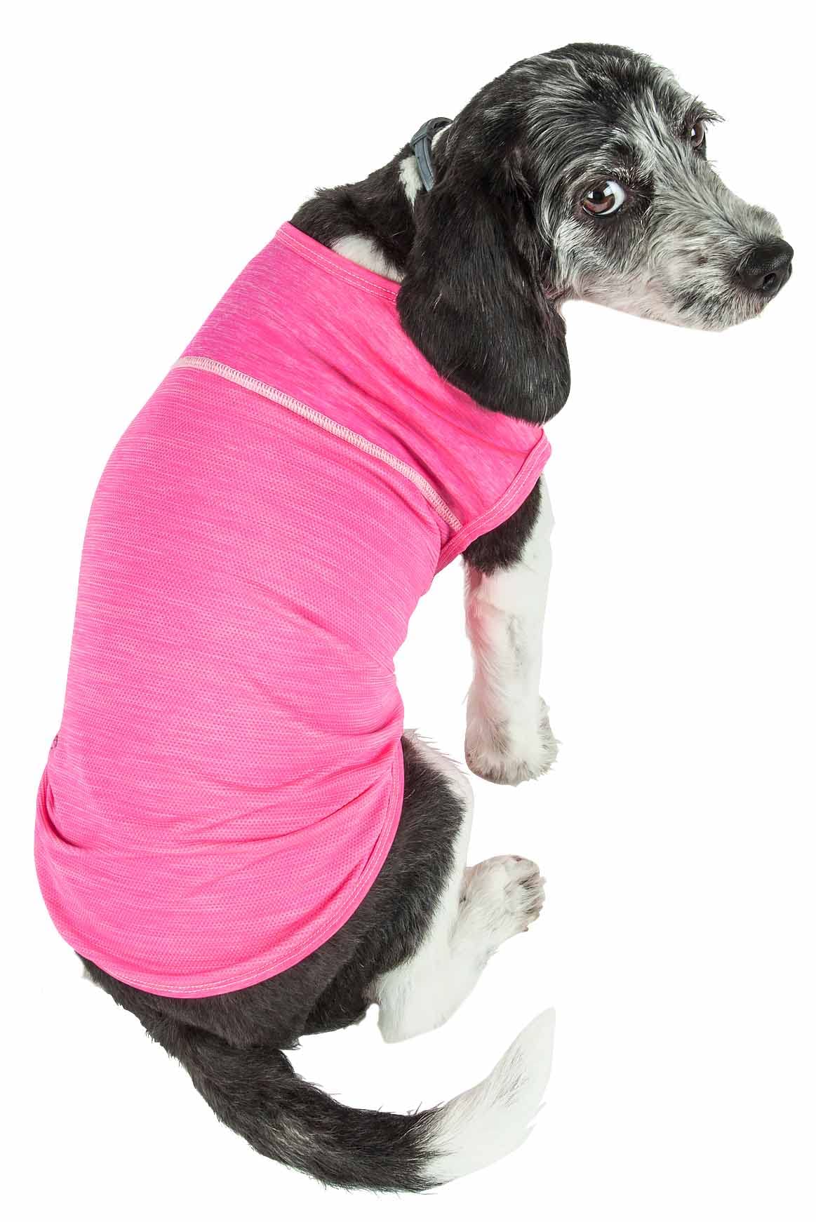 Pet Life Active Aero-Pawlse Heathered Quick-Dry And 4-Way Stretch-Performance Dog Tank Top T-Shirt, X-Small, Pink