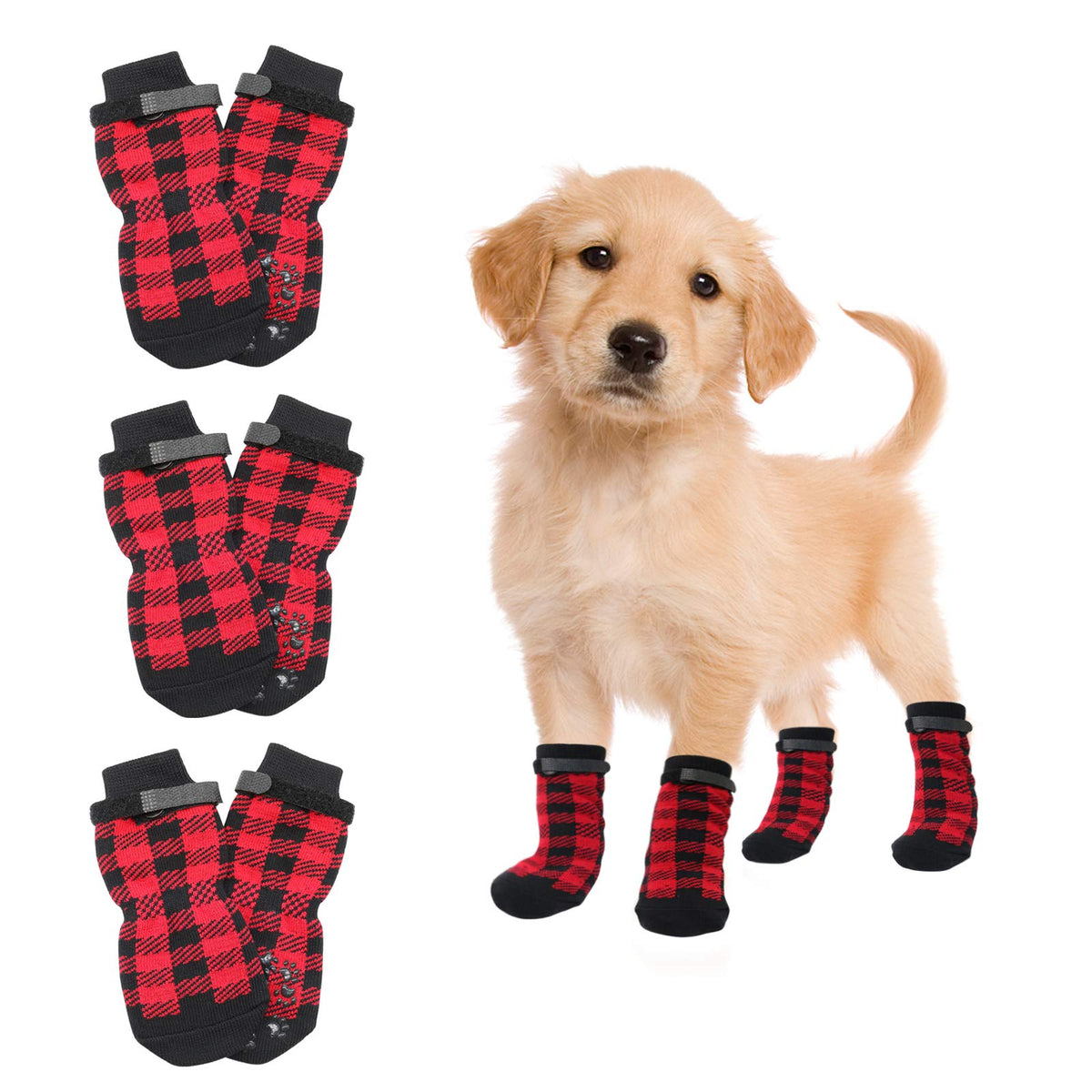 Hylyun Anti Slip Dog Socks 3 Pairs - Dog Grip Socks With Straps Traction Control For Indoor On Hardwood Floor Wear, Pet Paw Protector For Small Medium Large Dogs S