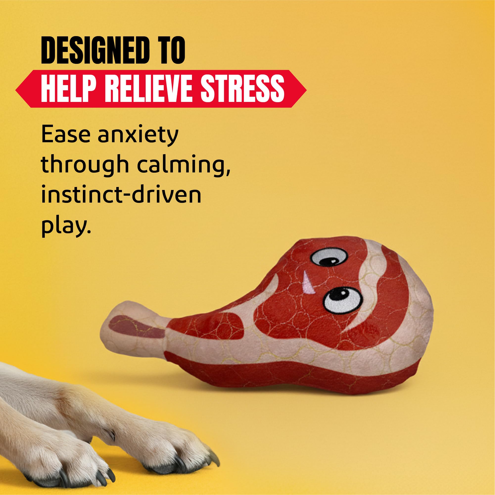 Bite Force - Durable & Strong Dog Toy Ribby with Squeaker, Kevlar-Reinforced Seams for Aggressive chewers- Red.