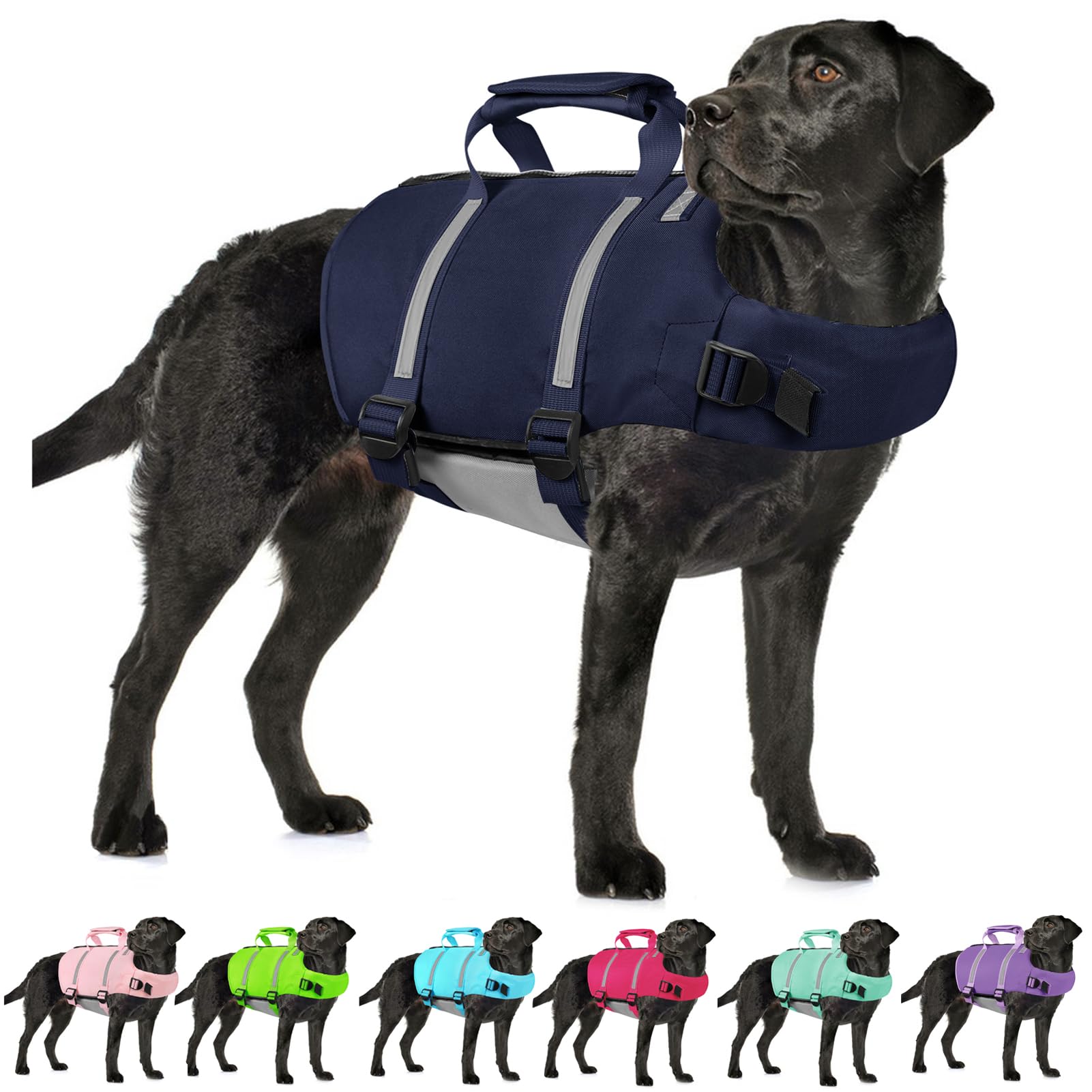 Aofitee Dog Life Jacket High Flotation, Dog Life Vest For Swimming, Reflective Medium Dog Swimming Vest, Adjustable Dogs Swimsui