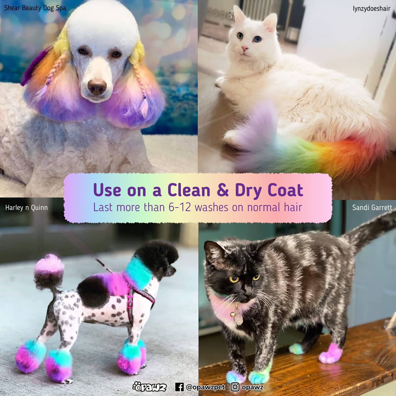 OPAWZ Semi-Permanent Dog Hair Dye, Food-Grade Pigment Dog Dye, Non-Toxic Pet Hair Dye for Dogs, Cats and All Pets Can be Bathed