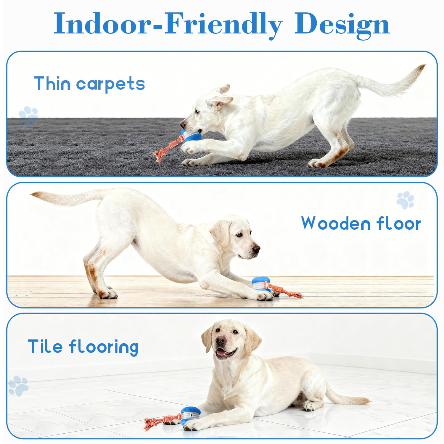 PJC Interactive Dog Toy - Automatic Electric Rolling Ball with Rope, Motion-Activated Play, Random Movement, Rechargeable, Ideal