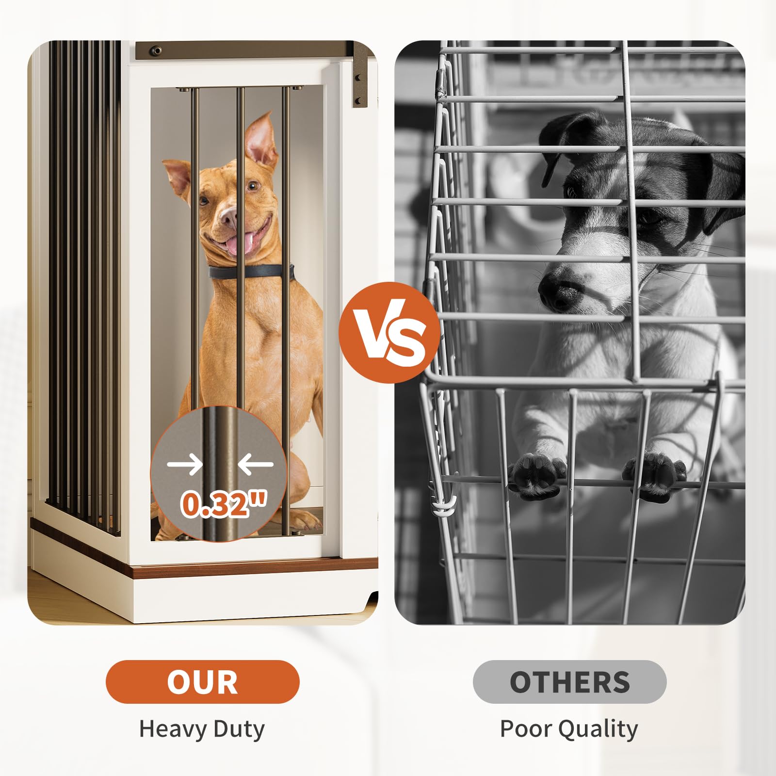 Dog Crate Furniture for 2 Dogs with Storage Shelves, 48 L x 23 W x 63 H Wooden Dog Crate with Double Doors, Heavy Sturdy Dog Ken