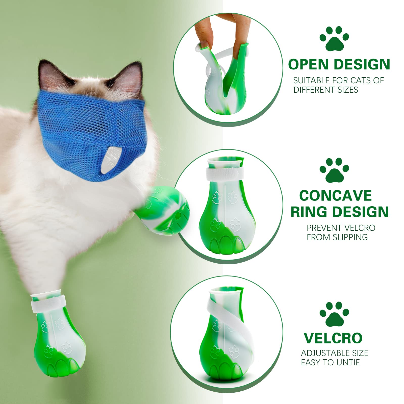 Cat Muzzle And Boots Cat Muzzle For Grooming Cat Claw Covers With Adjustable Hood Breathable Anti Bite Air Muzzles Silicone Anti