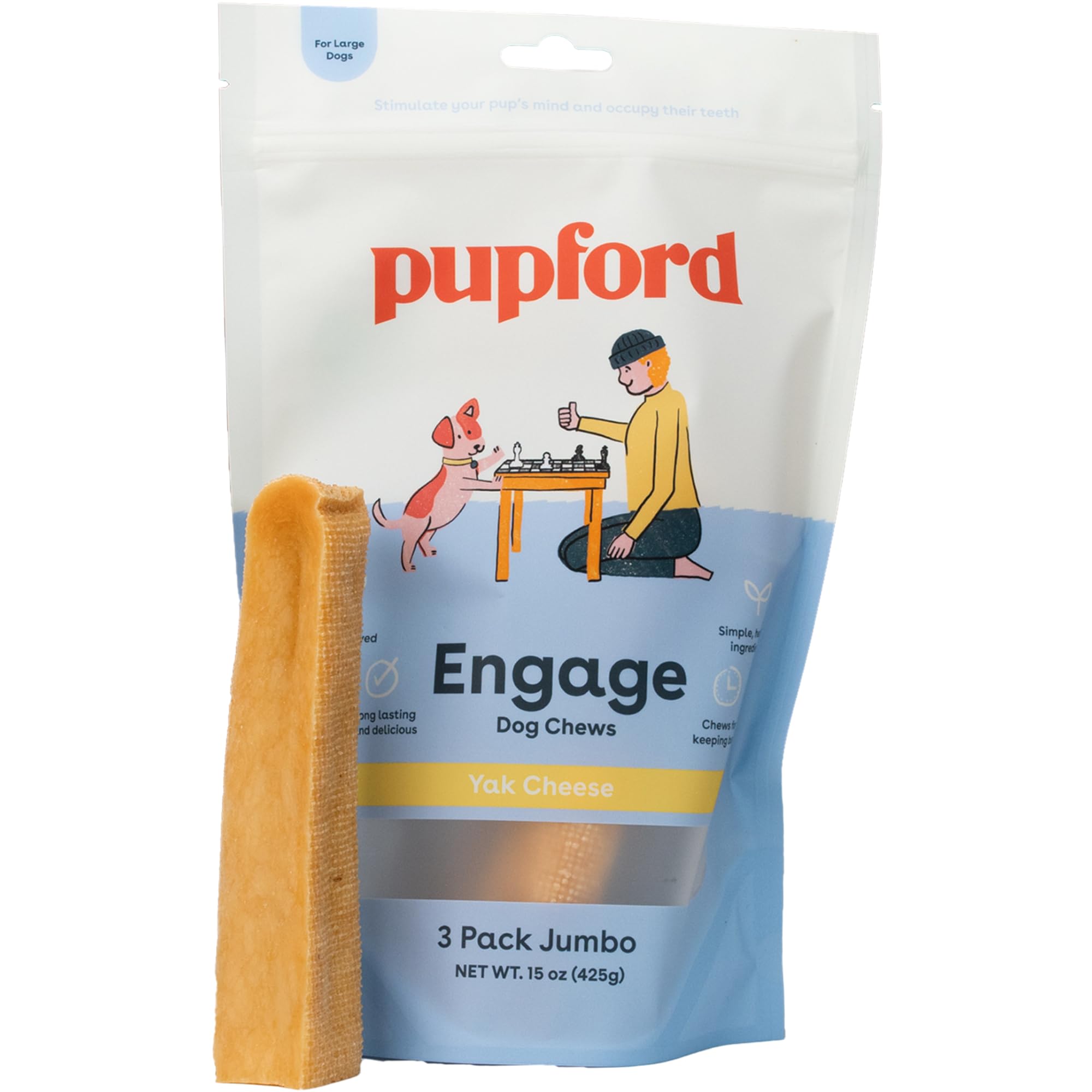 Pupford Yak Cheese Chews for Dogs & Teething Puppies, Natural, Long-Lasting Himalayan Dental Treats (3 Pack Jumbo)