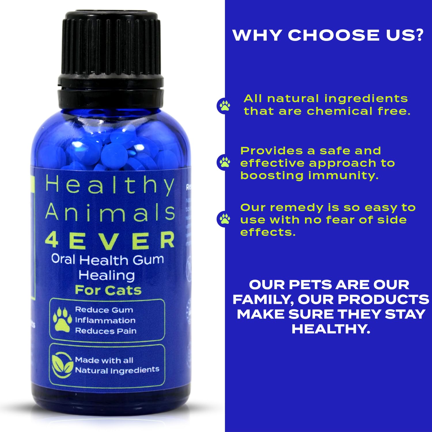 Healthy Animals 4 Ever Oral Health Gum Healing for Cats - Relieves Inflammation, Soothes Pain, Fights Gum Disease - Natural, Non