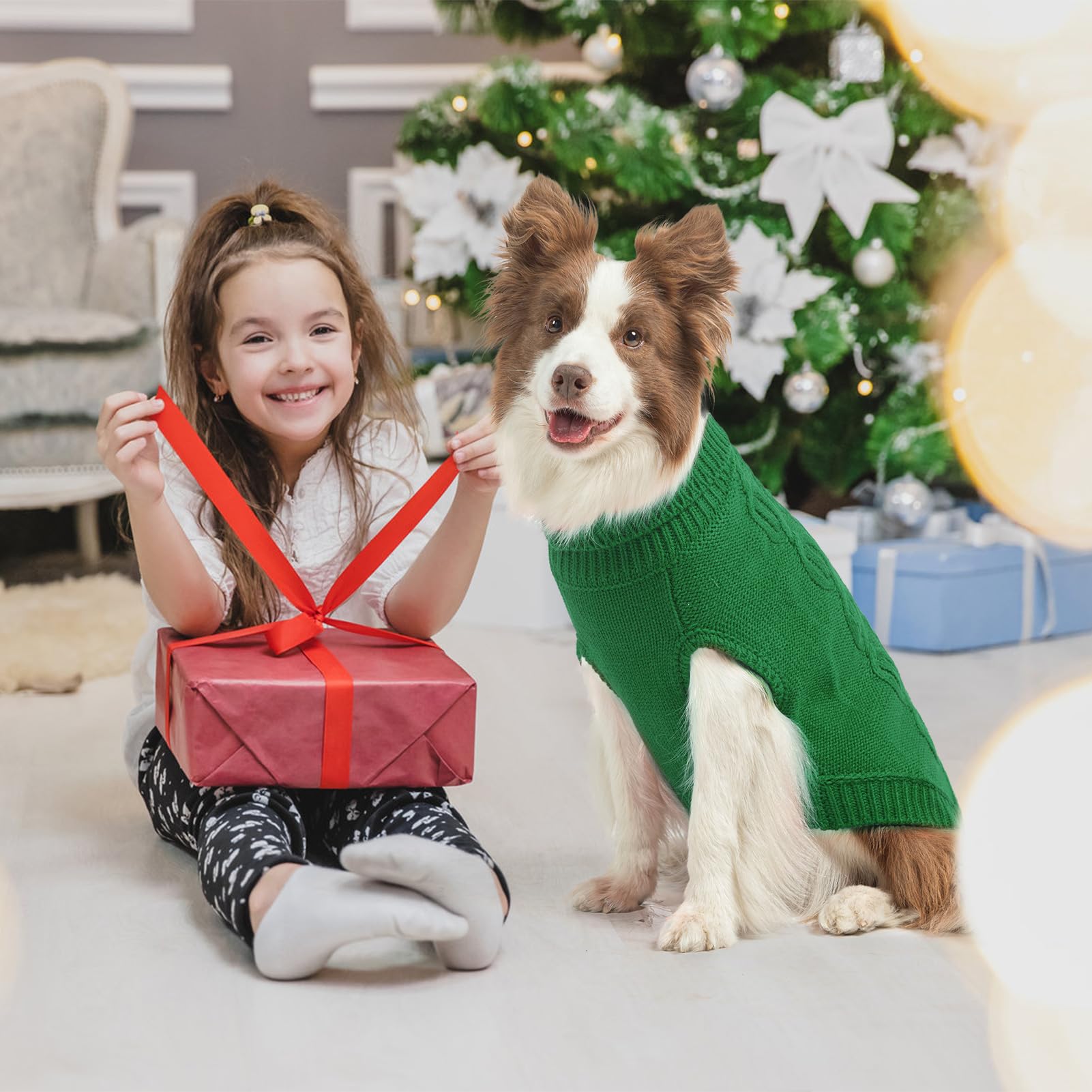 Scenereal Knitted Dog Sweater For Small Medium Large Dogs, Cat Dog Winter Coat Warm Sweartershirts Outfits, Classic Pet Clothes