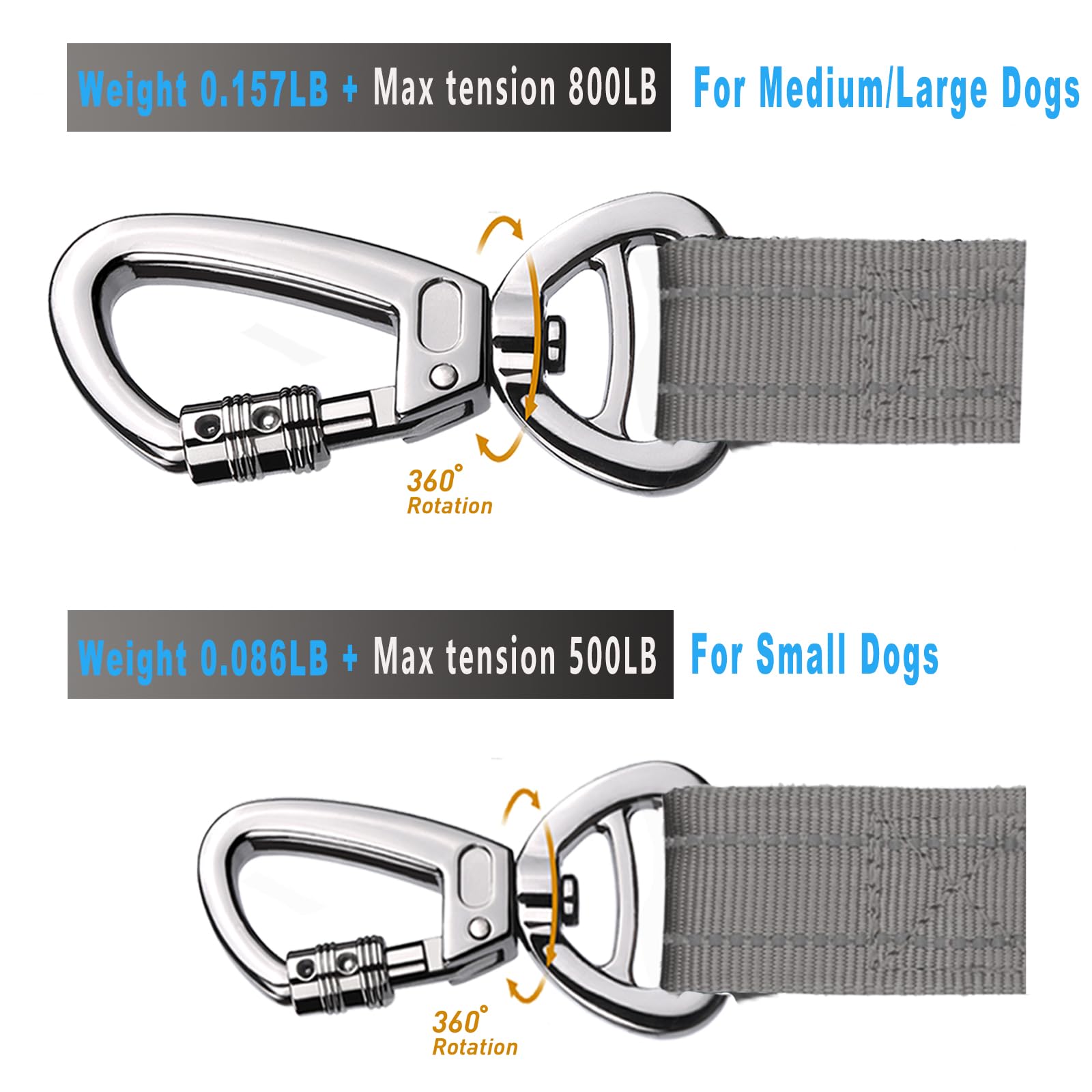 Aubell Tactical Dog Leash Heavy Duty,4-6Ft Reflective Strong No Pull Bungee Leash For Small Dogs With Comfortable Padded Double
