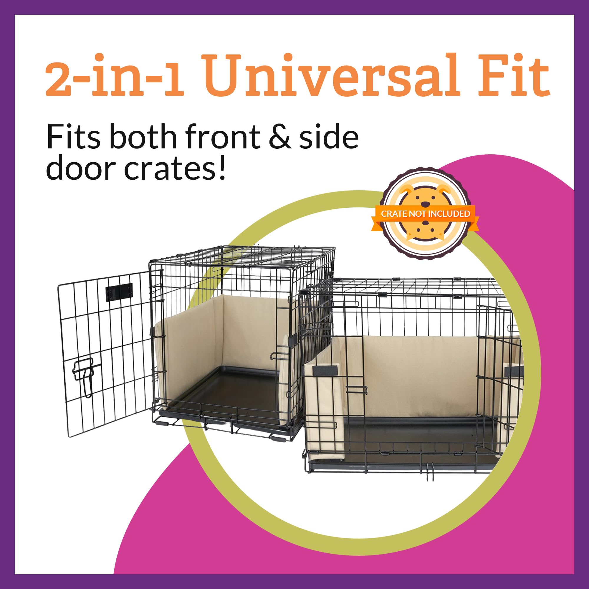 Pet Dreams Dog Crate Bumper - Comfy Liner & Dog Tail Protector for Inside Crate, Fits iCrate Cages 18, 24, 30, 36, 42, 48 Inches